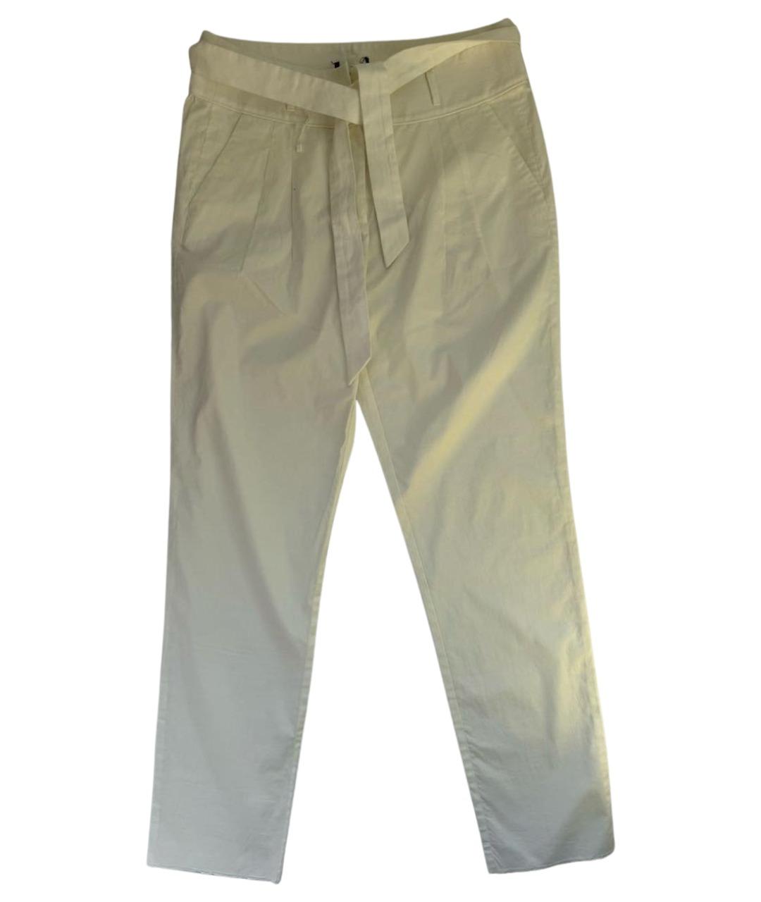 'S MAX MARA Белые хлопко-эластановые прямые брюки, фото 1