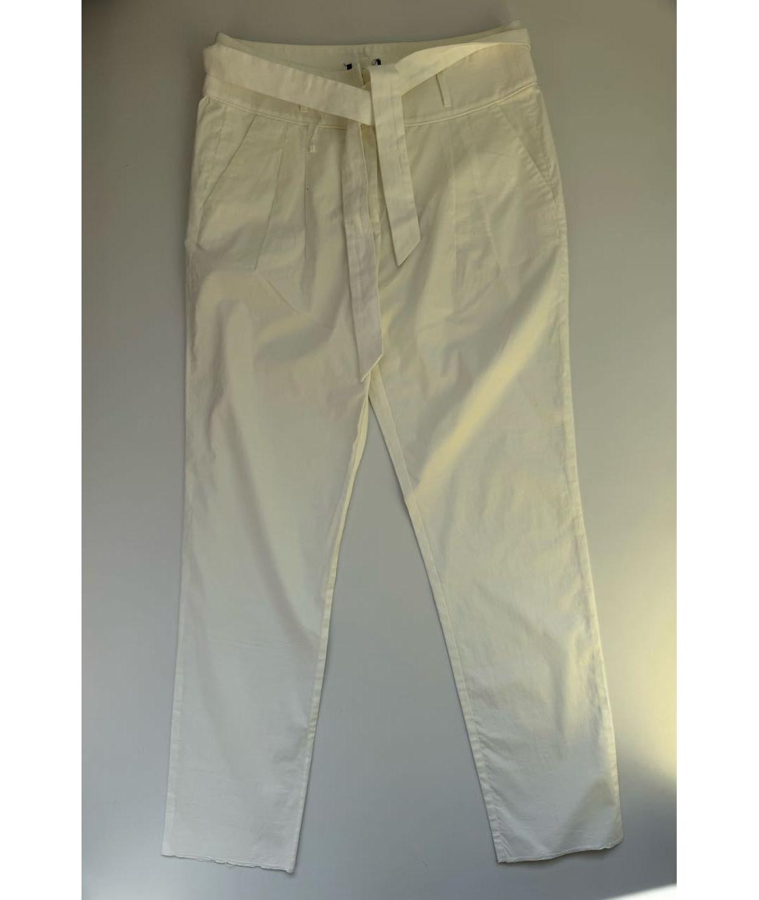 'S MAX MARA Белые хлопко-эластановые прямые брюки, фото 7