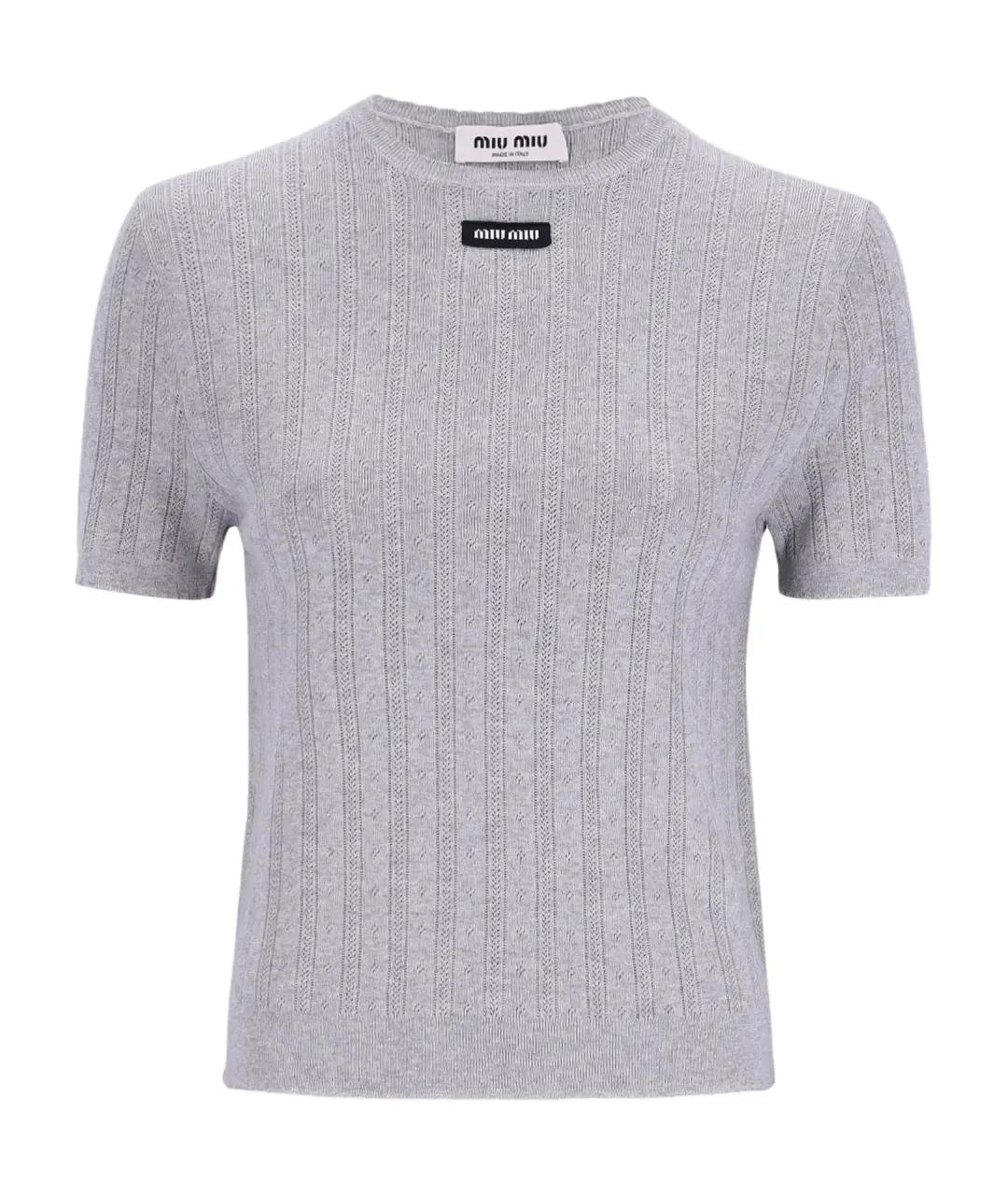 MIU MIU Серый хлопковый джемпер / свитер, фото 5