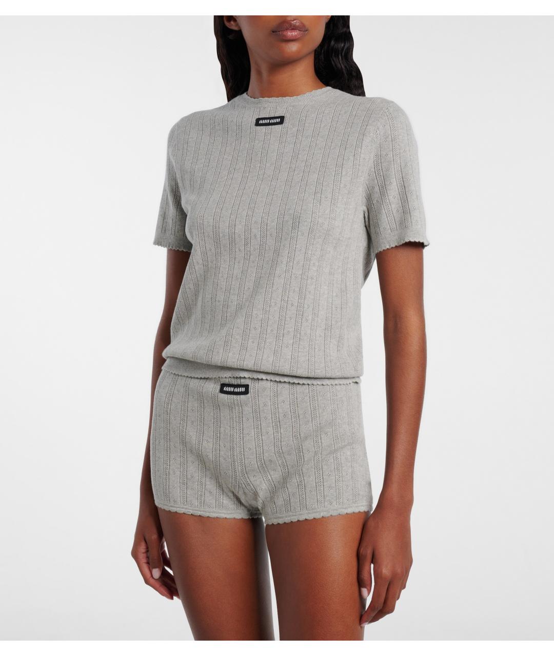 MIU MIU Серый хлопковый джемпер / свитер, фото 2