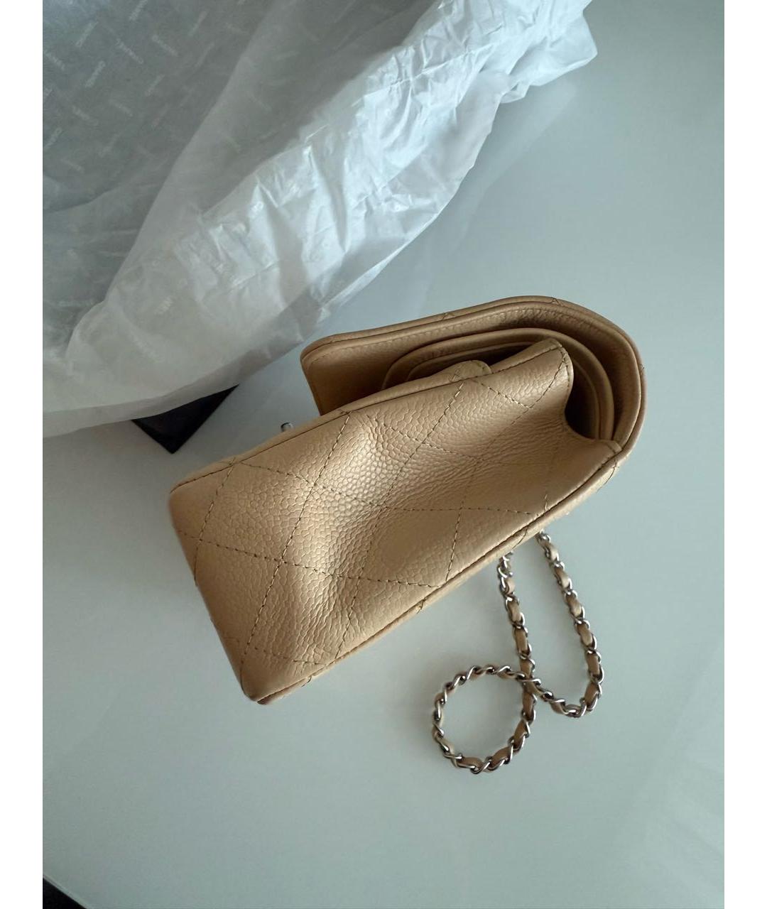 CHANEL Бежевая кожаная сумка через плечо, фото 5