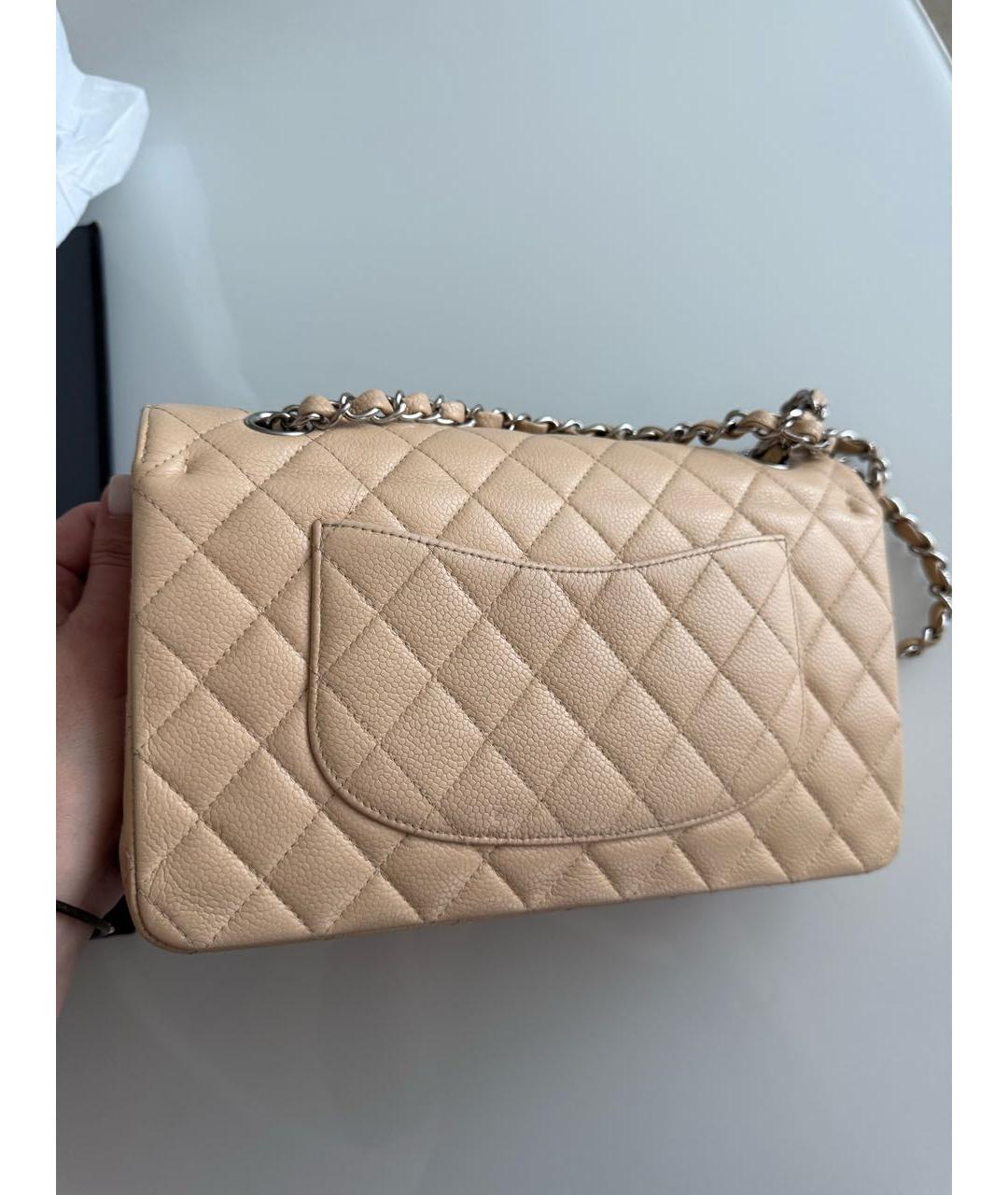 CHANEL Бежевая кожаная сумка через плечо, фото 4