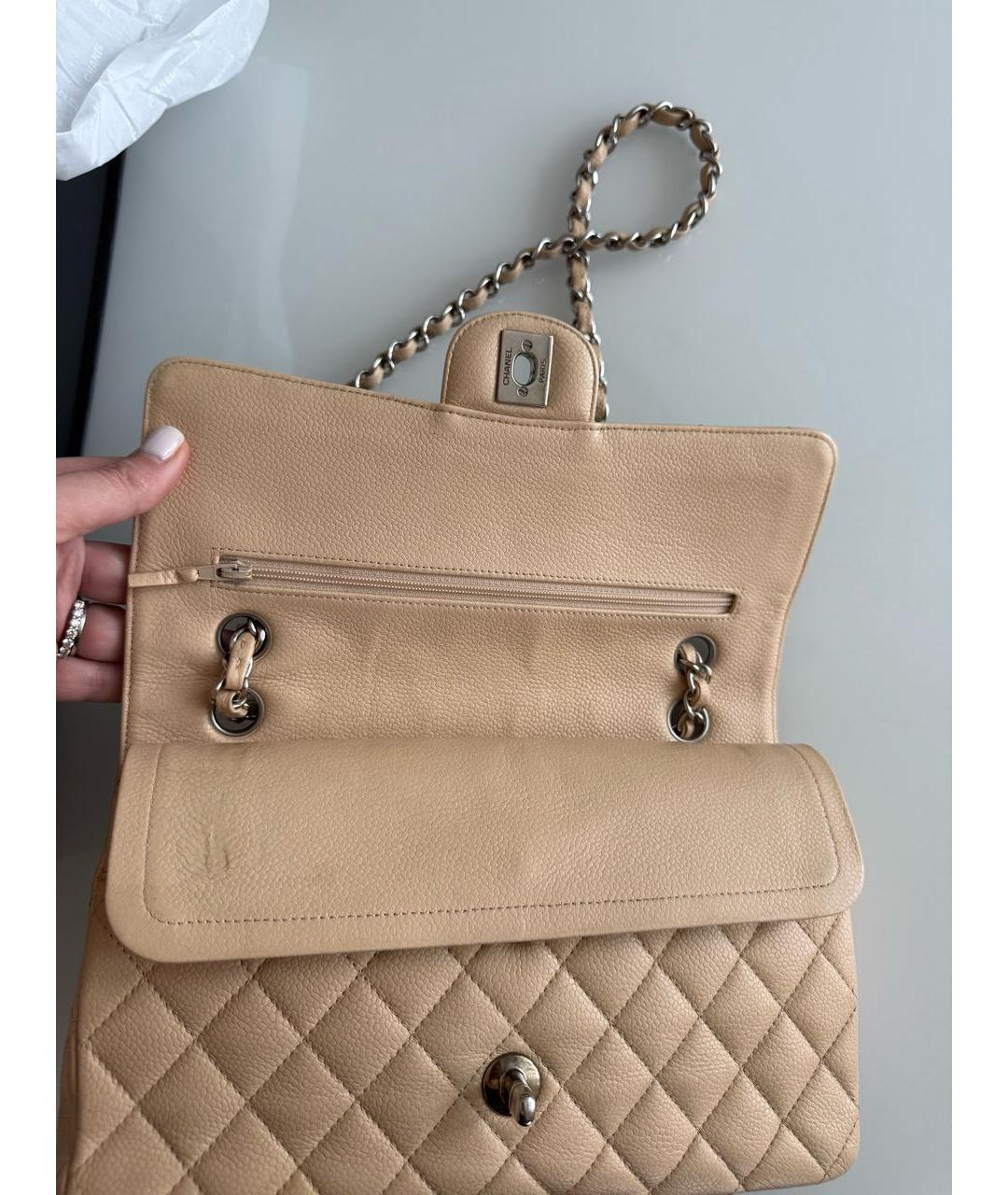 CHANEL Бежевая кожаная сумка через плечо, фото 6