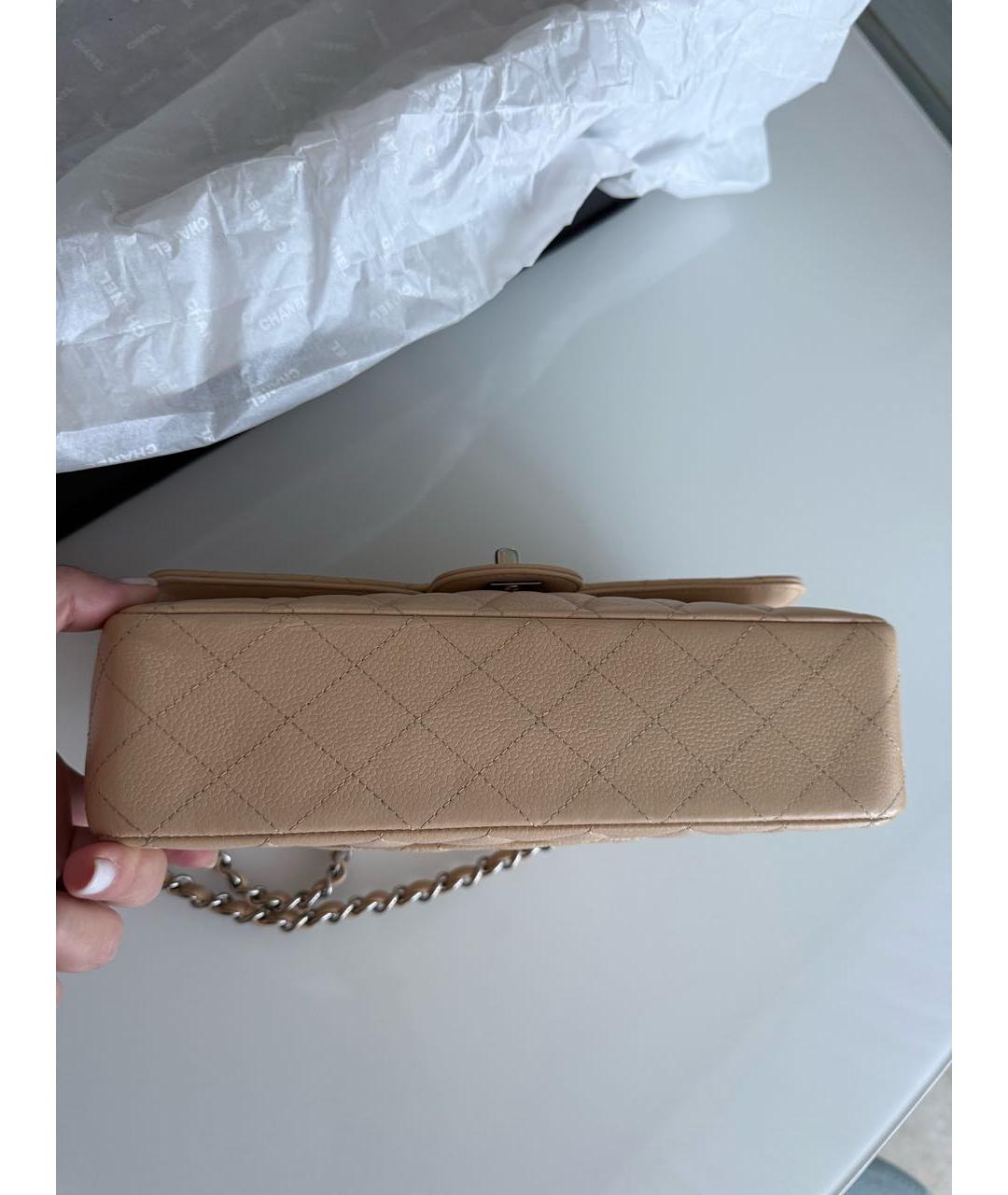 CHANEL Бежевая кожаная сумка через плечо, фото 3