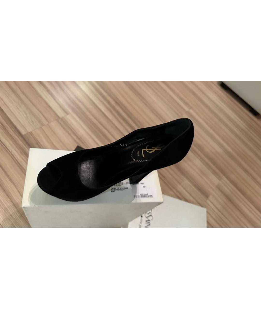 SAINT LAURENT Черные замшевые туфли, фото 5