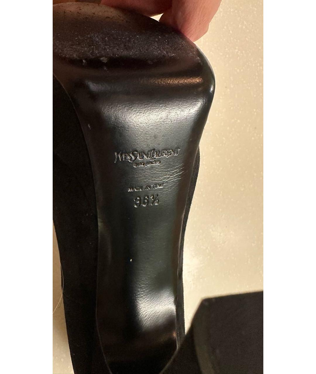 SAINT LAURENT Черные замшевые туфли, фото 4