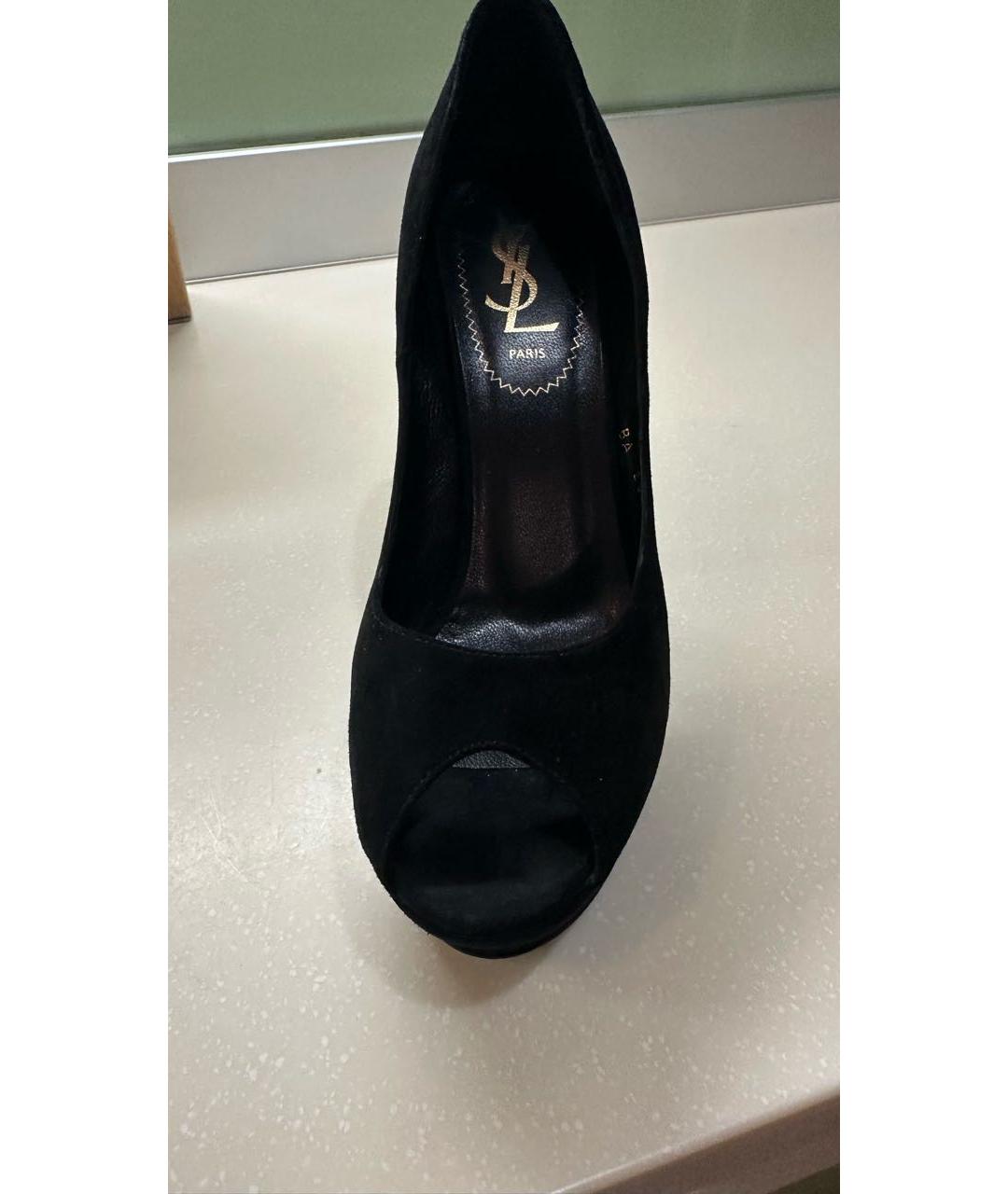 SAINT LAURENT Черные замшевые туфли, фото 3