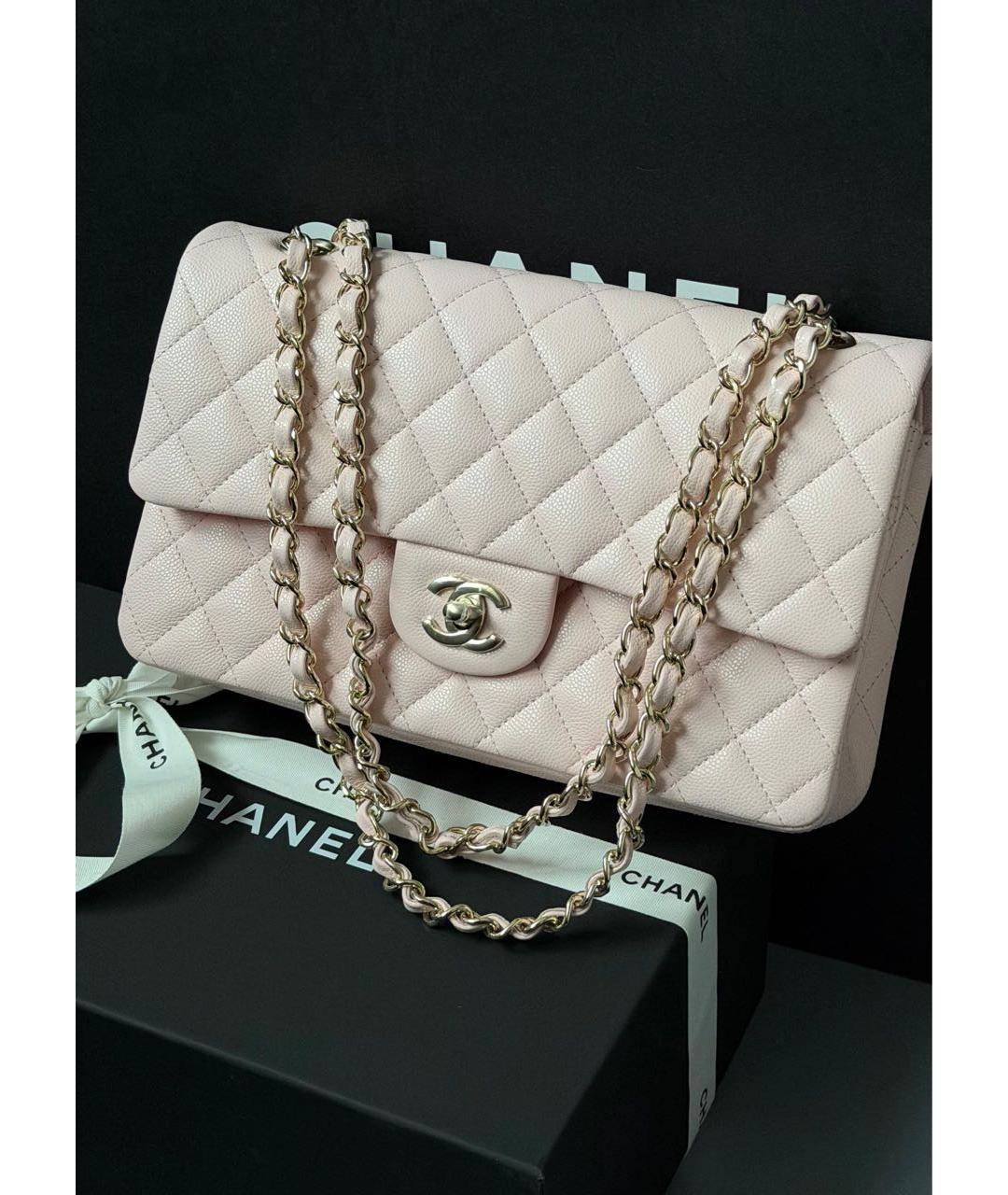 CHANEL Розовая кожаная сумка с короткими ручками, фото 3