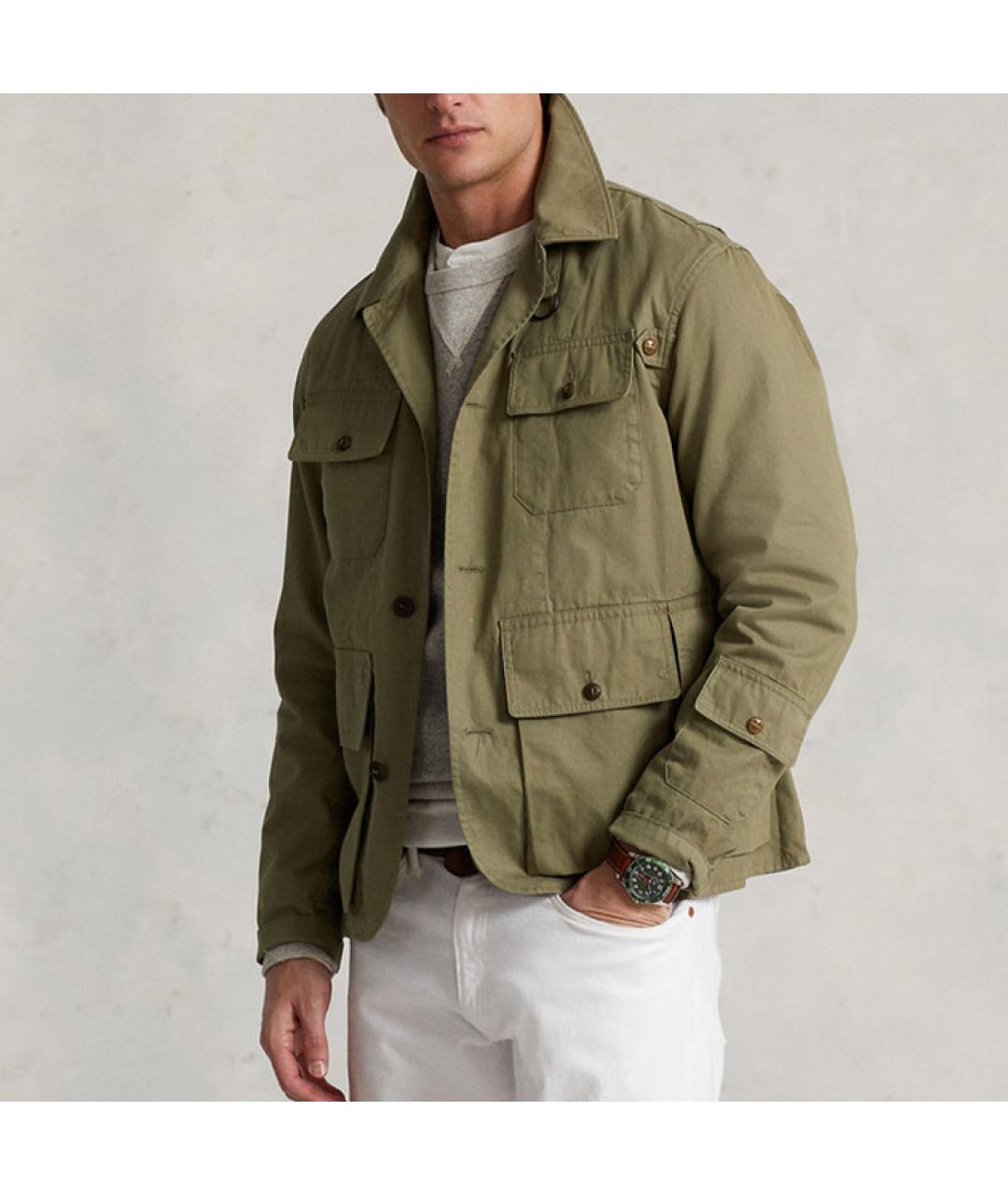 POLO RALPH LAUREN Зеленая хлопковая куртка, фото 2