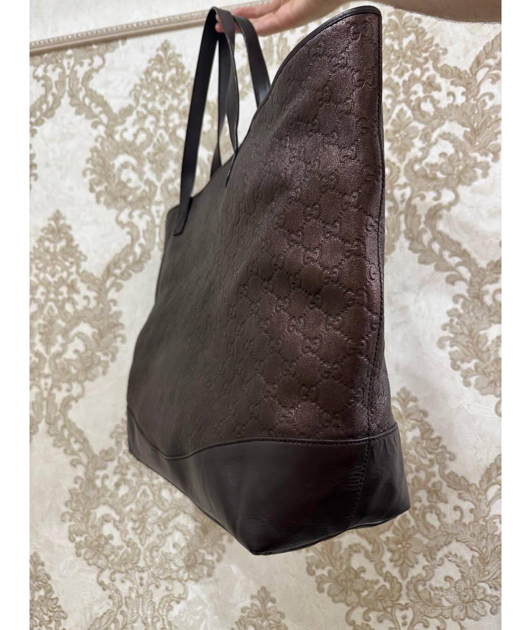 GUCCI Коричневая кожаная сумка с короткими ручками, фото 2