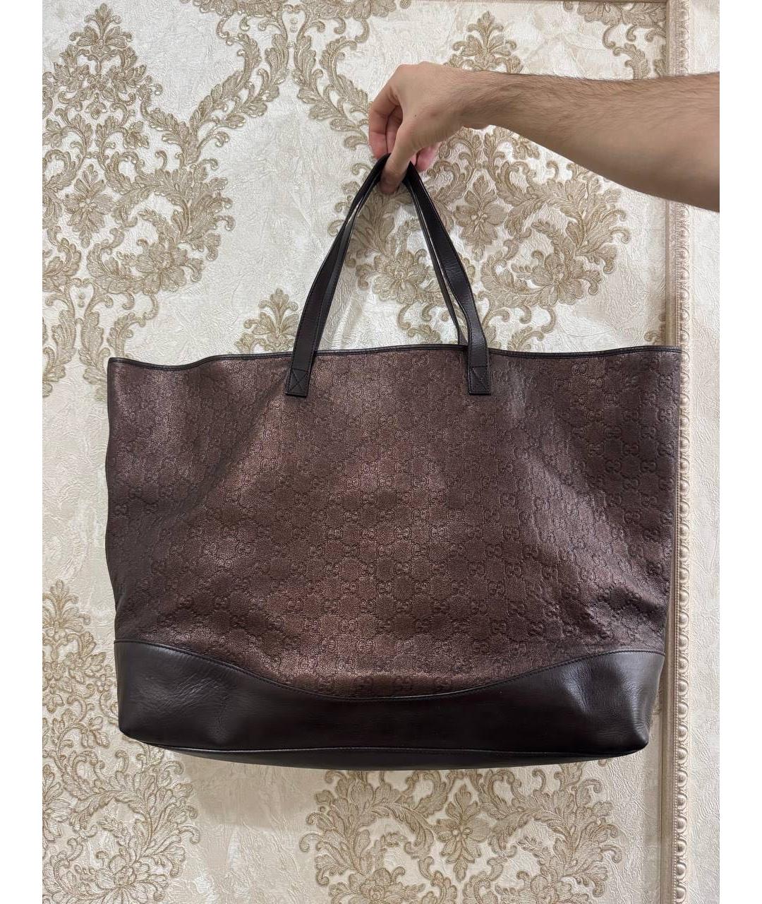 GUCCI Коричневая кожаная сумка с короткими ручками, фото 5