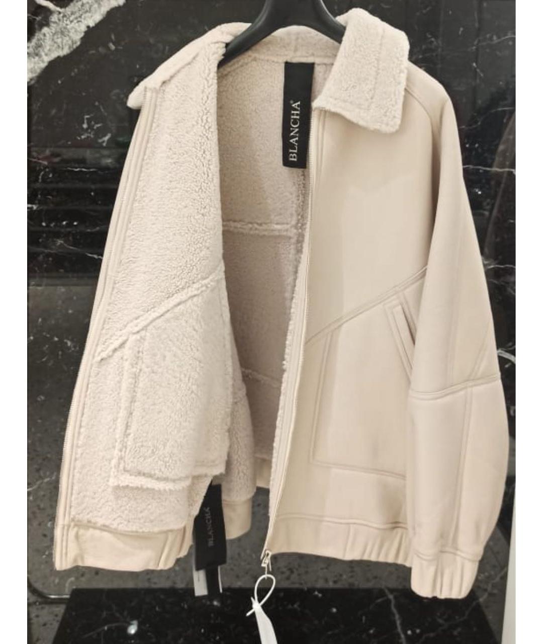 BLANCHA Бежевая кожаная дубленка, фото 5