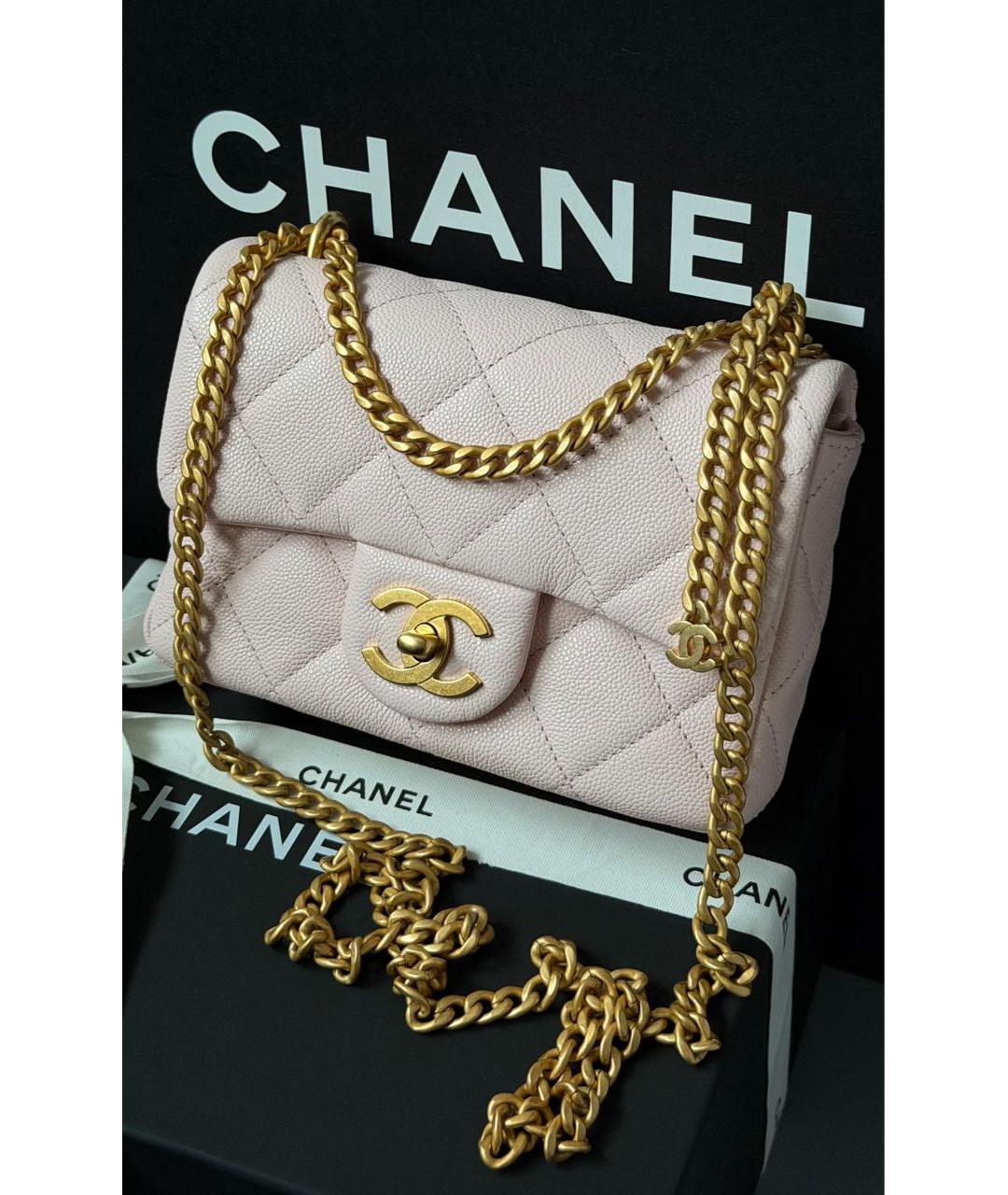 CHANEL Розовая кожаная сумка с короткими ручками, фото 3