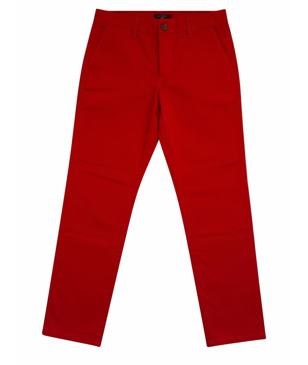 TOMMY HILFIGER Красные хлопко-эластановые прямые брюки, фото 1