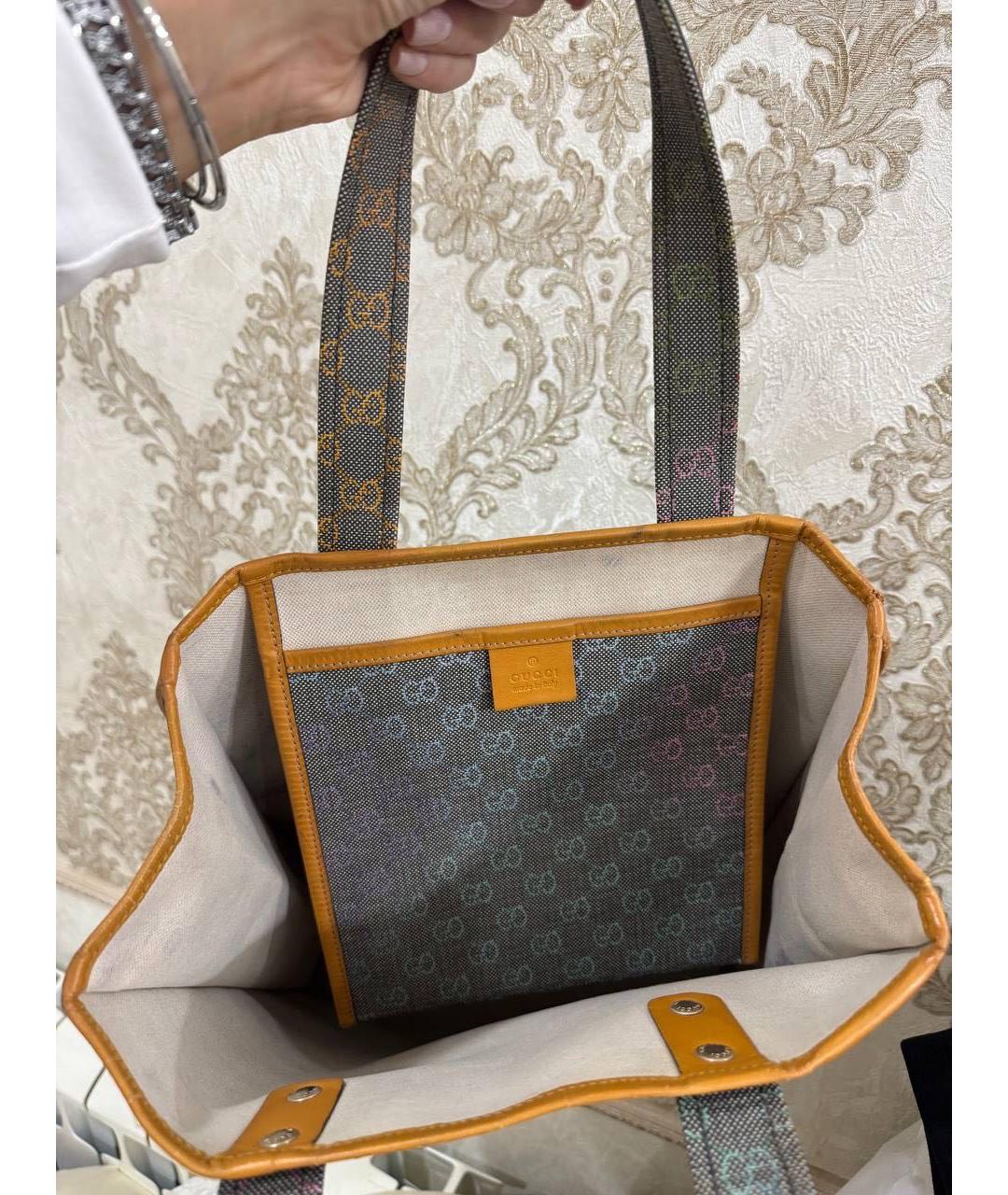 GUCCI Антрацитовая тканевая сумка с короткими ручками, фото 4