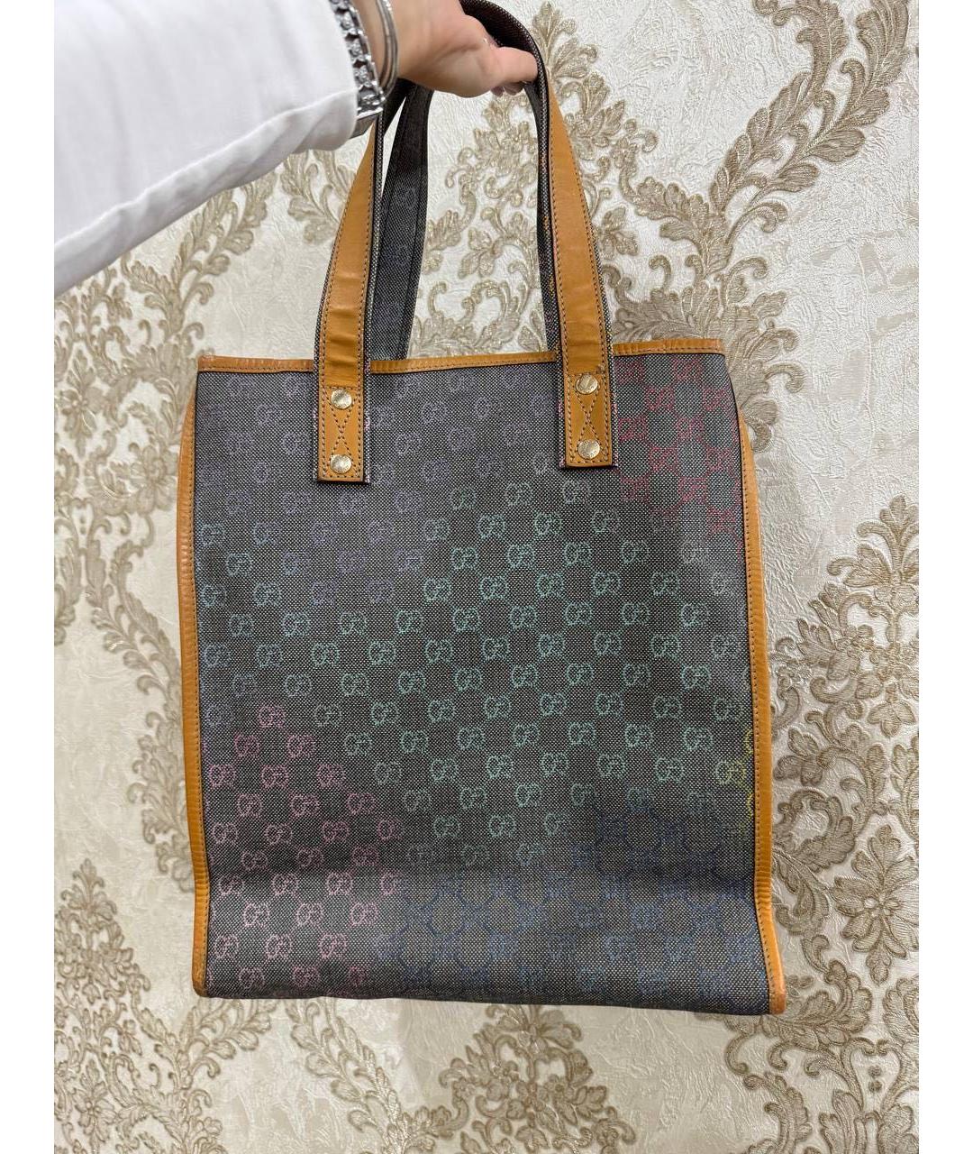 GUCCI Антрацитовая тканевая сумка с короткими ручками, фото 3