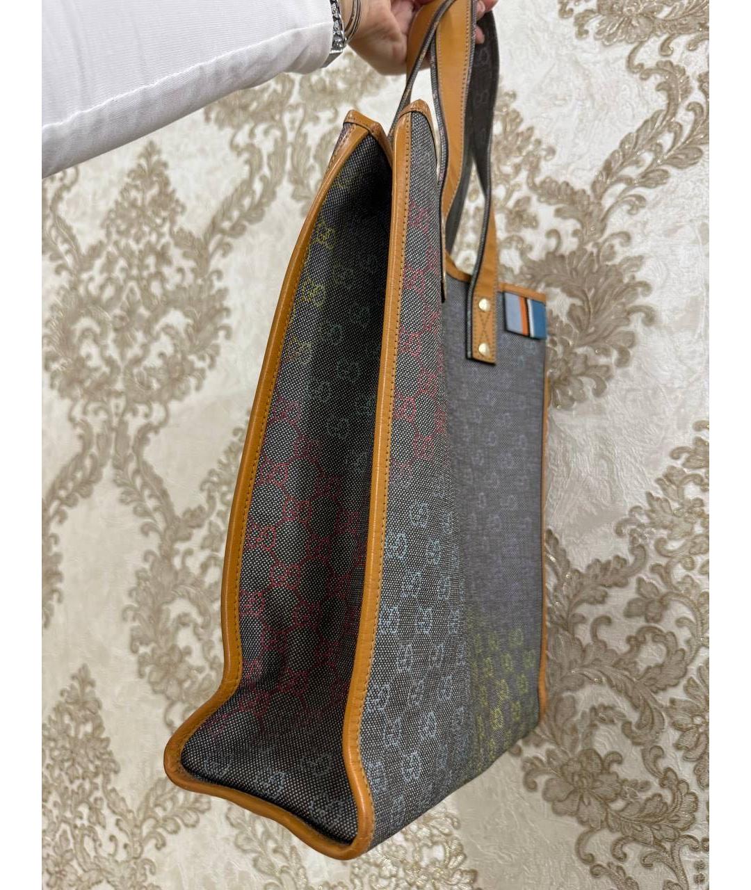 GUCCI Антрацитовая тканевая сумка с короткими ручками, фото 2