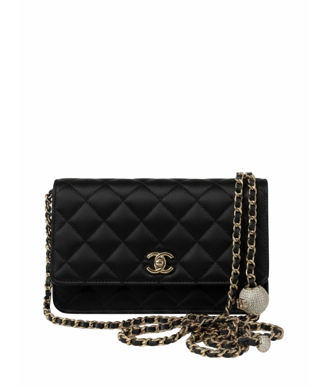 CHANEL Черная шелковая сумка с короткими ручками, фото 1