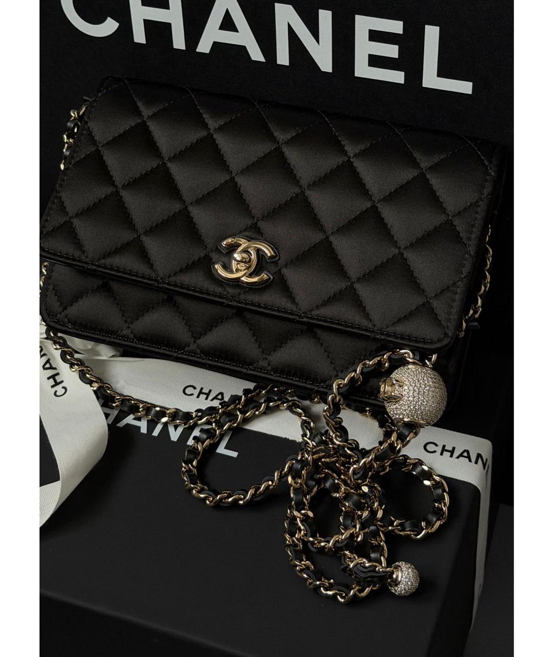 CHANEL Черная шелковая сумка с короткими ручками, фото 3