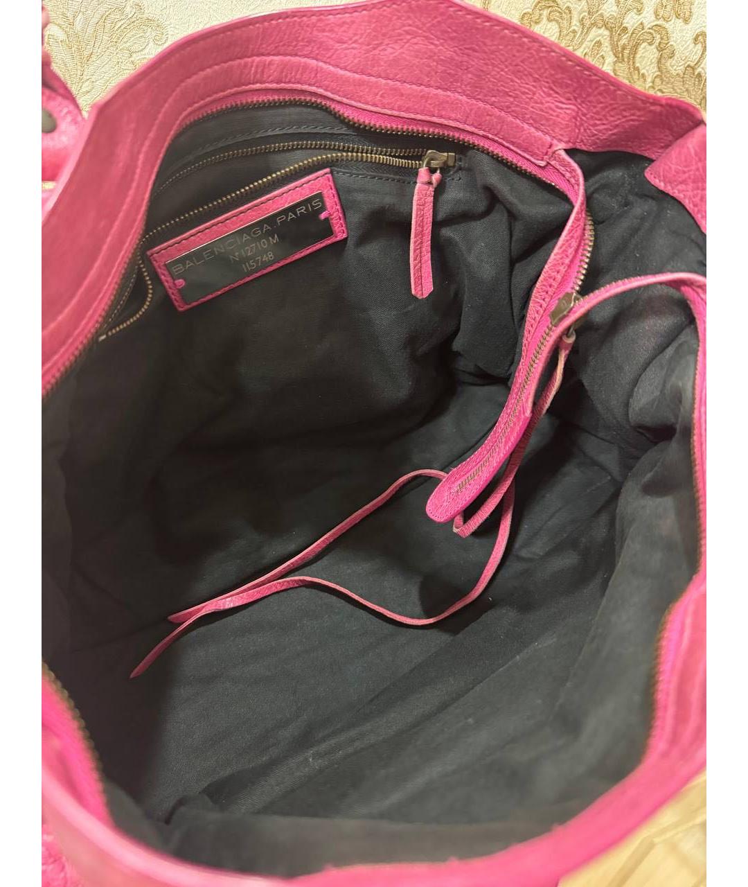 BALENCIAGA Розовая кожаная сумка с короткими ручками, фото 4
