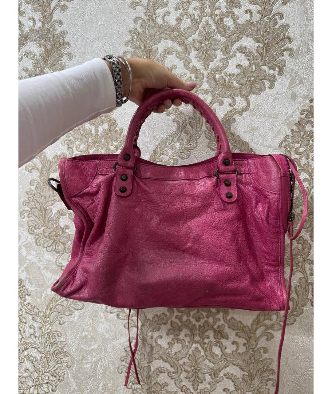 BALENCIAGA Розовая кожаная сумка с короткими ручками, фото 3