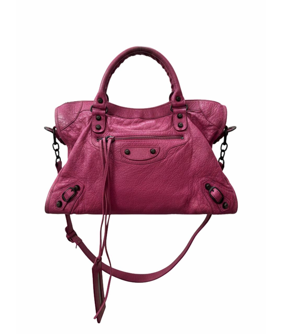 BALENCIAGA Розовая кожаная сумка с короткими ручками, фото 1