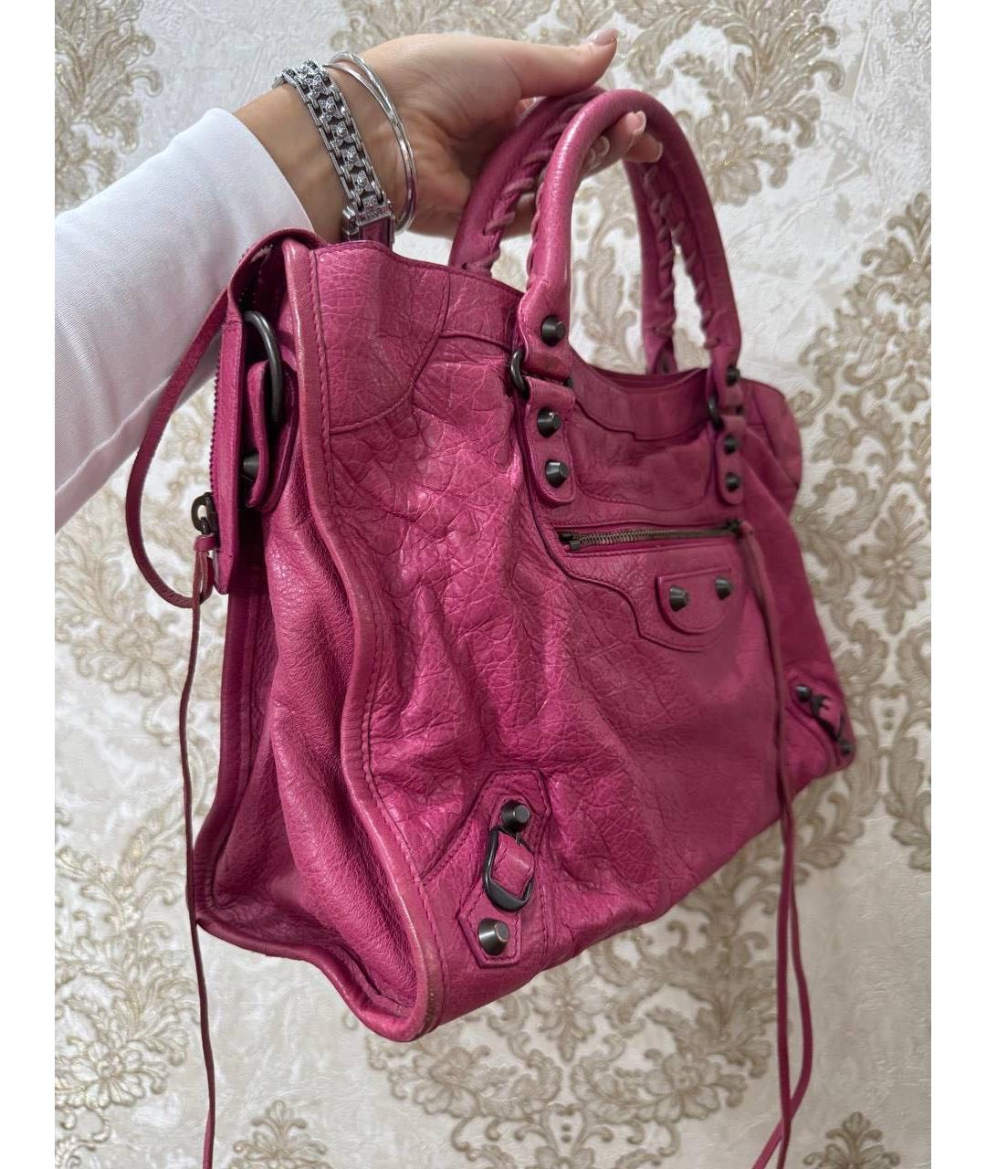 BALENCIAGA Розовая кожаная сумка с короткими ручками, фото 2