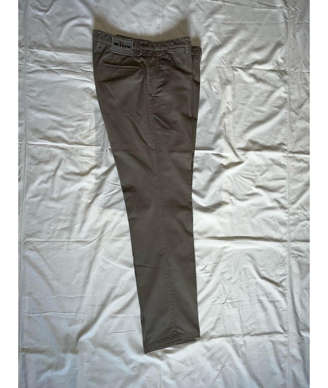 KITON Бежевые хлопко-эластановые классические брюки, фото 7