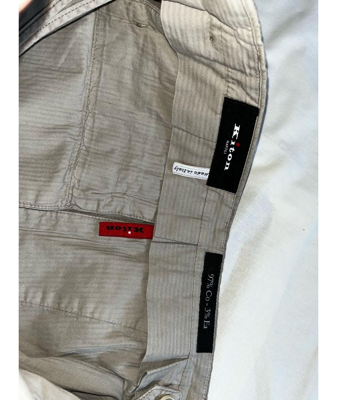 KITON Бежевые хлопко-эластановые классические брюки, фото 5