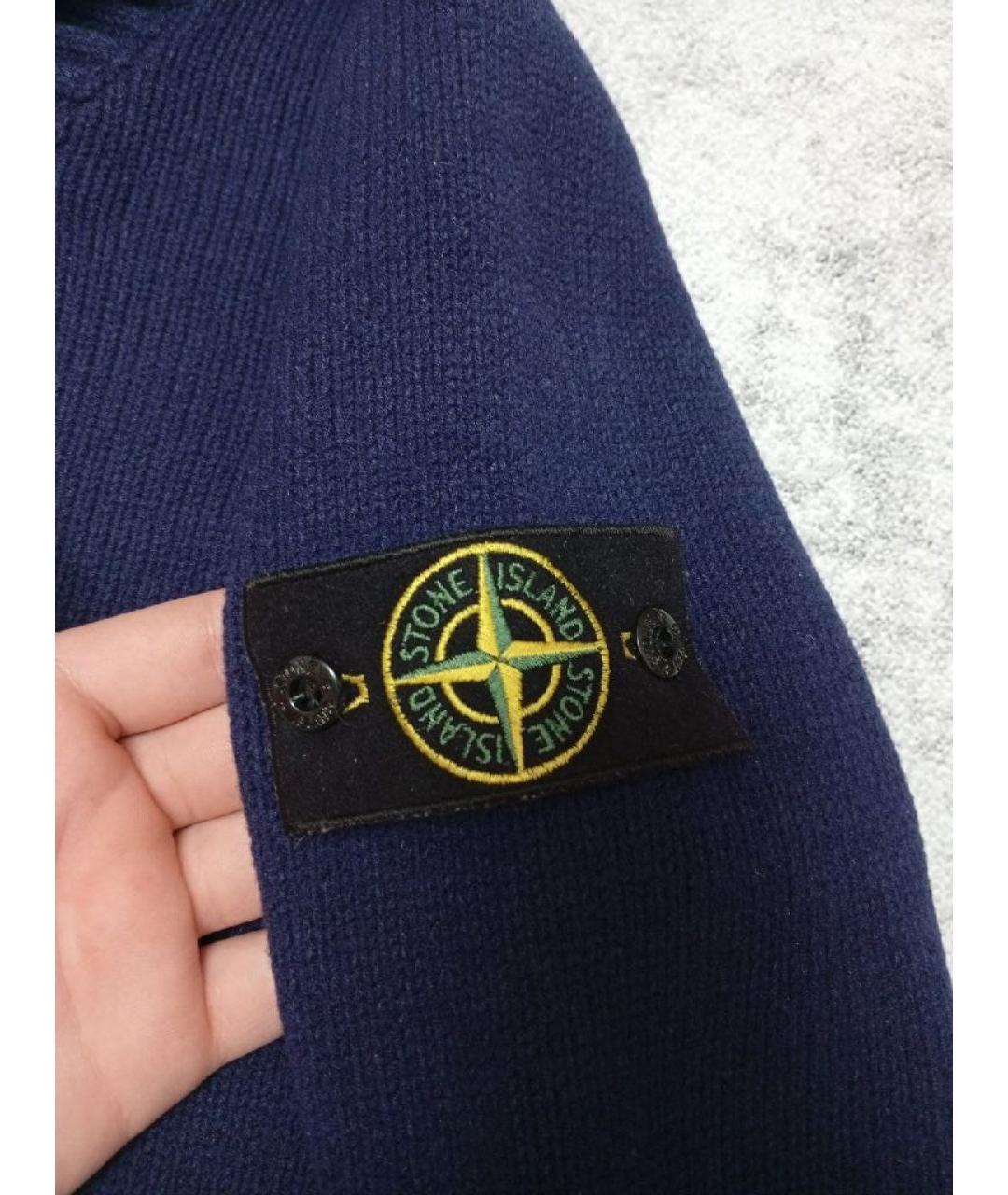 STONE ISLAND Темно-синий шерстяной джемпер / свитер, фото 6