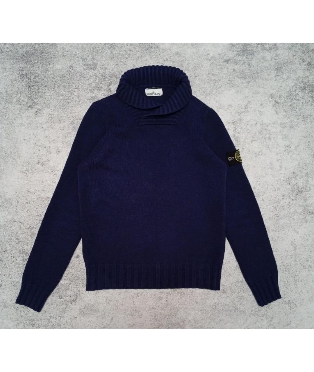 STONE ISLAND Темно-синий шерстяной джемпер / свитер, фото 9