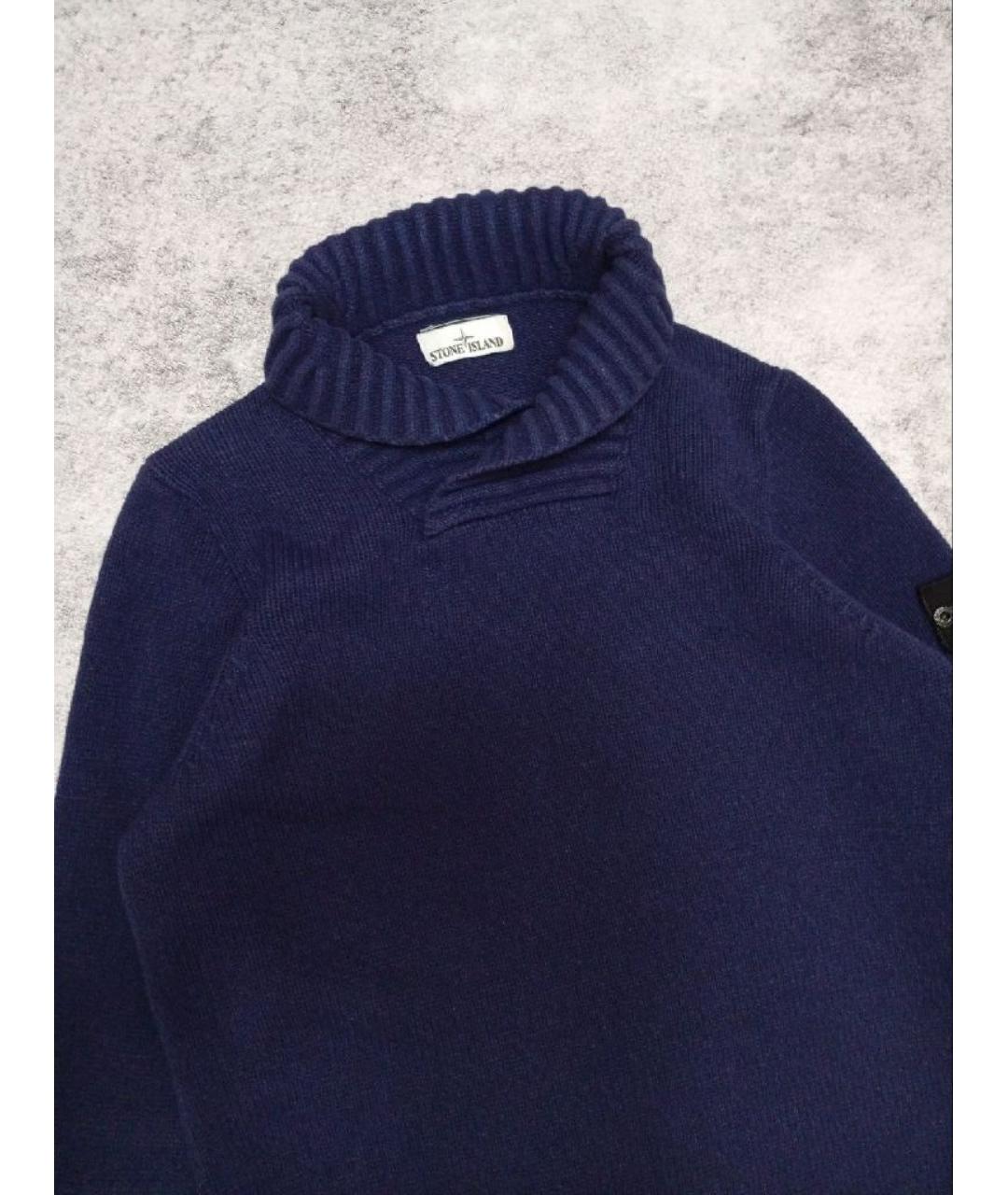 STONE ISLAND Темно-синий шерстяной джемпер / свитер, фото 3