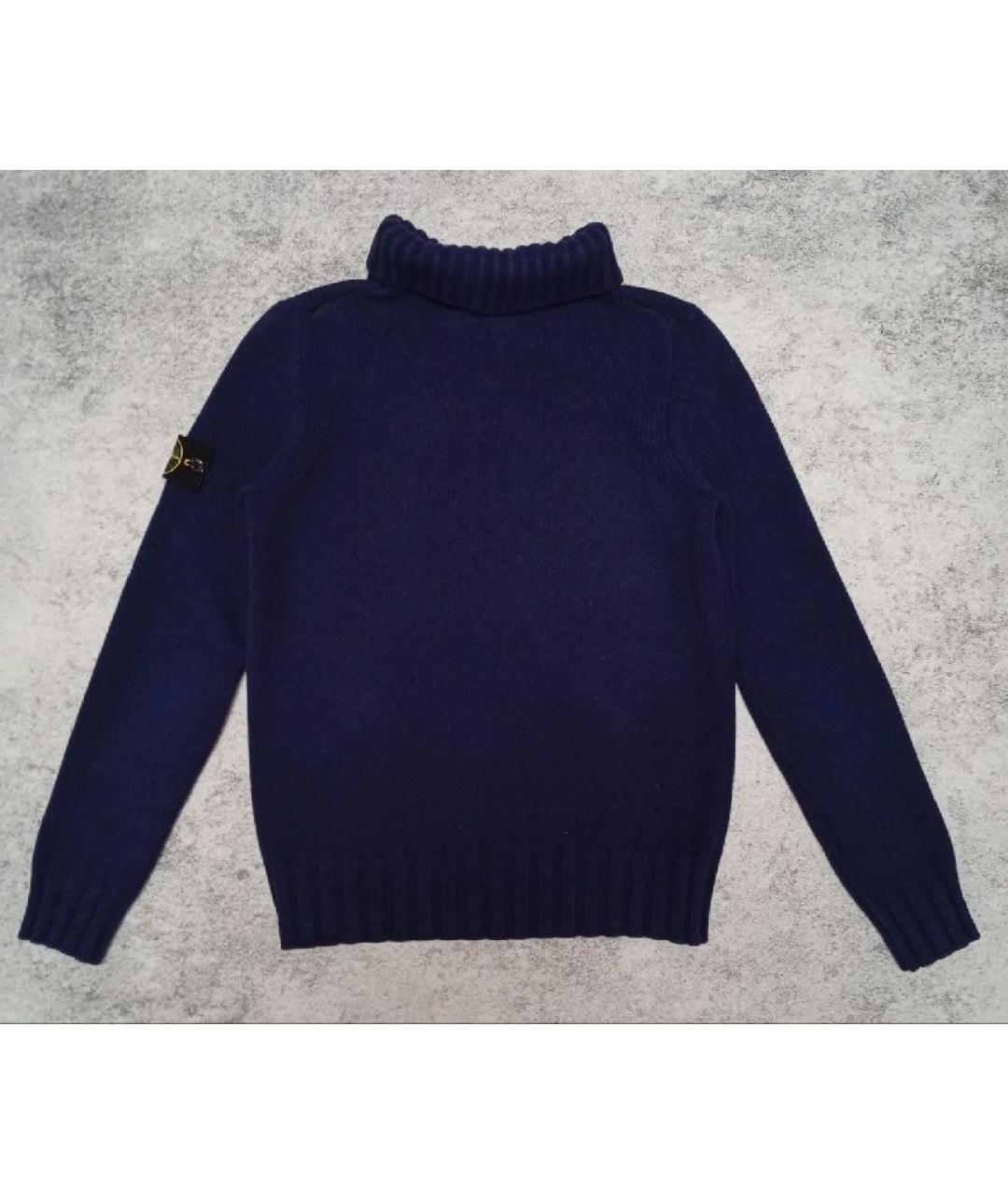 STONE ISLAND Темно-синий шерстяной джемпер / свитер, фото 2