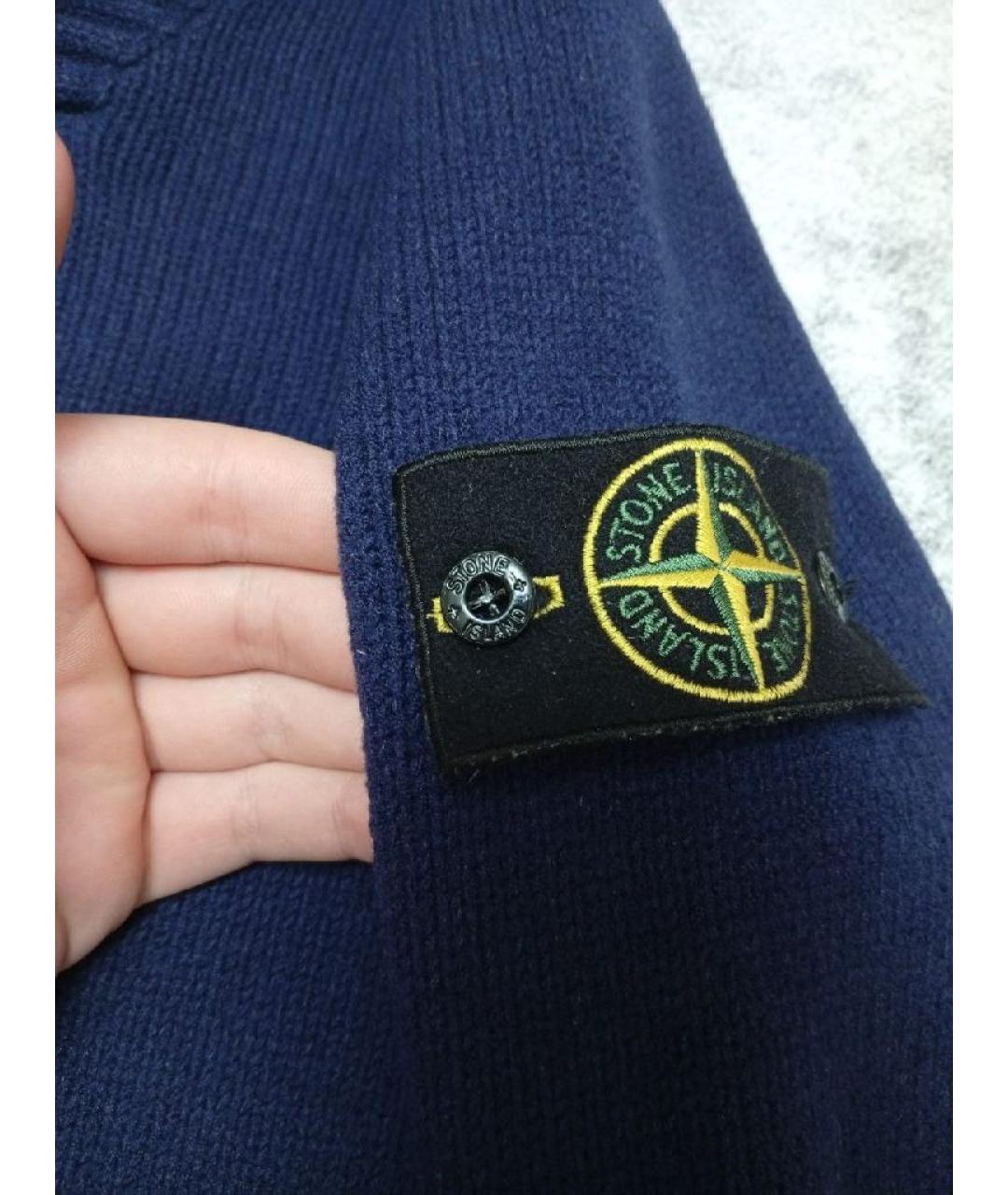 STONE ISLAND Темно-синий шерстяной джемпер / свитер, фото 7