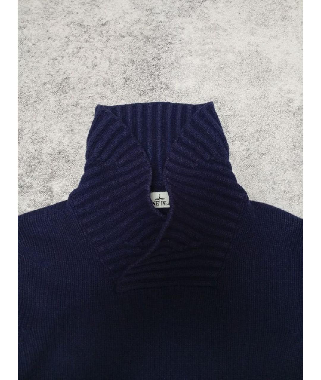 STONE ISLAND Темно-синий шерстяной джемпер / свитер, фото 8