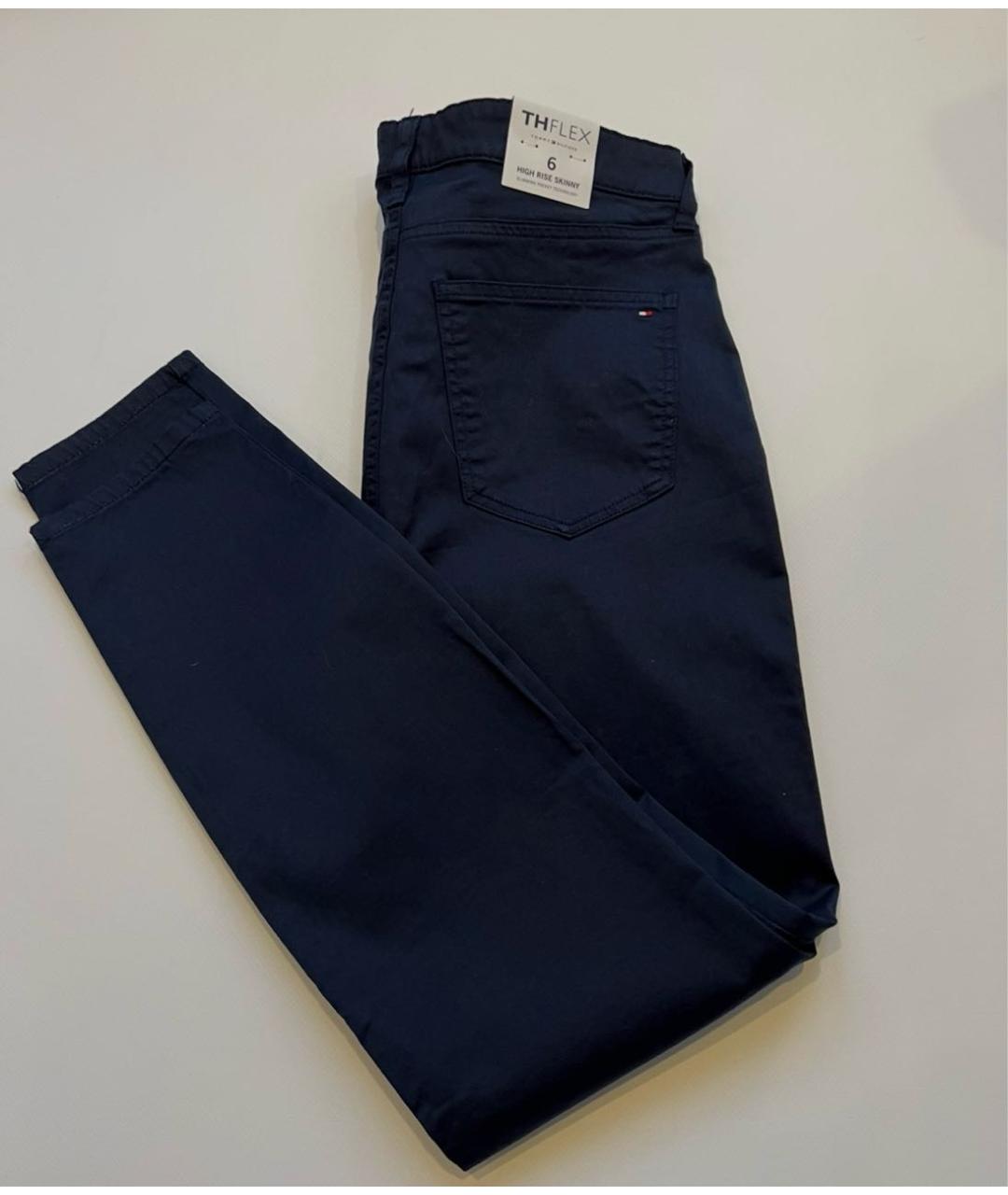 TOMMY HILFIGER Темно-синие хлопко-эластановые прямые брюки, фото 2