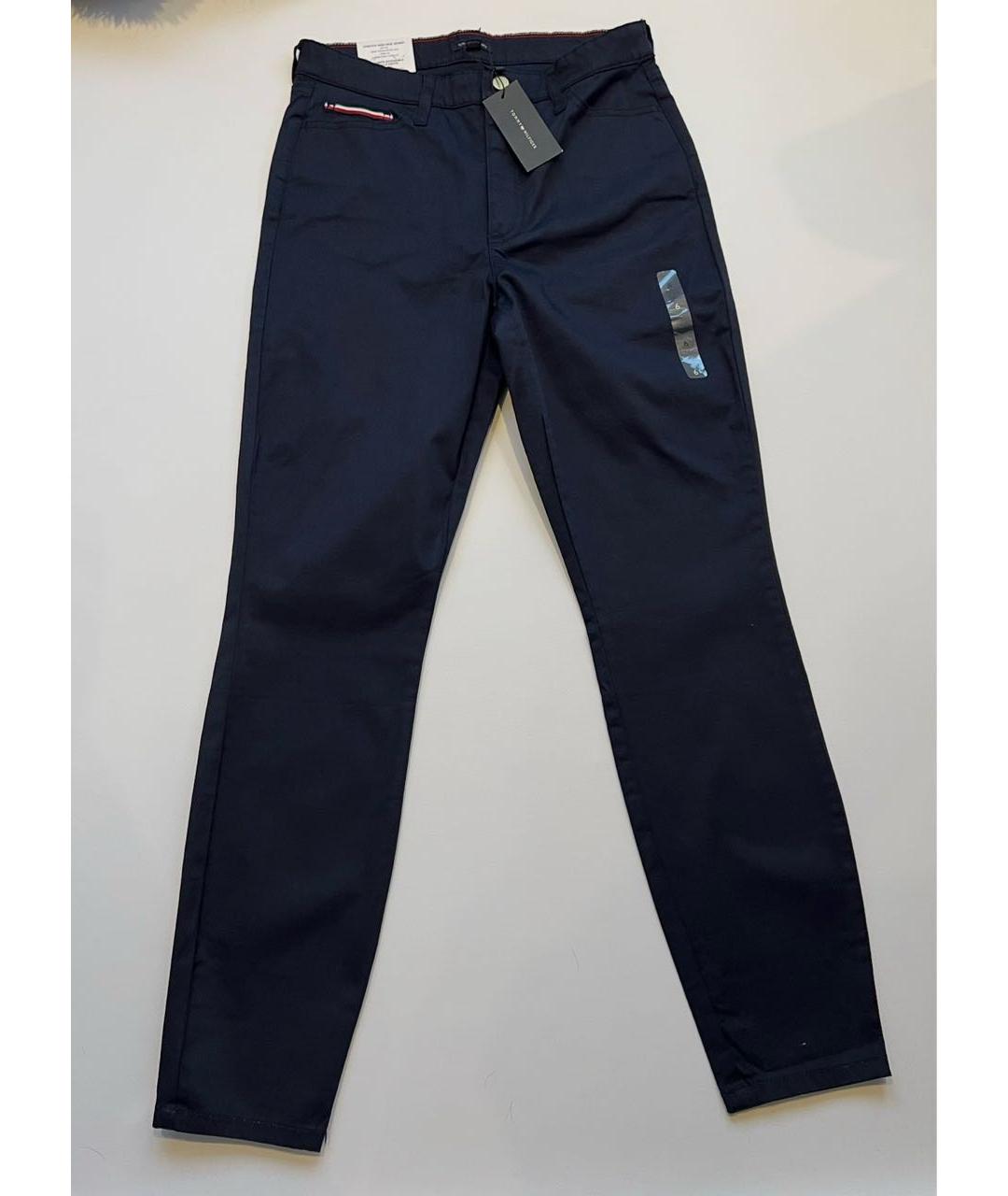 TOMMY HILFIGER Темно-синие хлопко-эластановые прямые брюки, фото 6