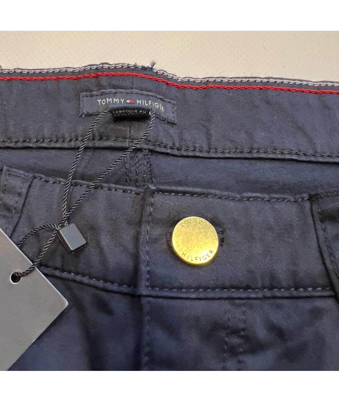 TOMMY HILFIGER Темно-синие хлопко-эластановые прямые брюки, фото 4