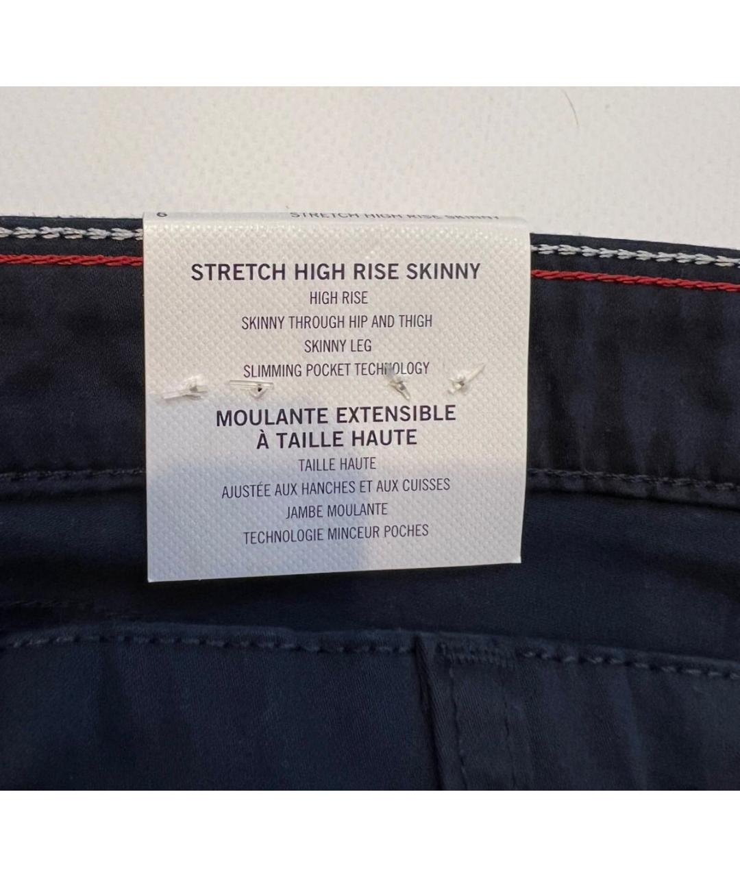 TOMMY HILFIGER Темно-синие хлопко-эластановые прямые брюки, фото 3