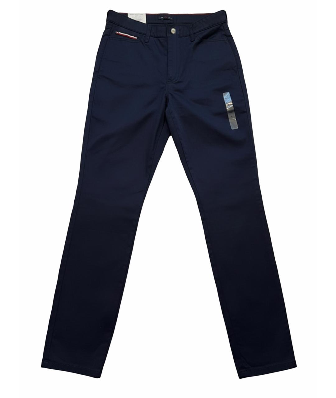 TOMMY HILFIGER Темно-синие хлопко-эластановые прямые брюки, фото 1