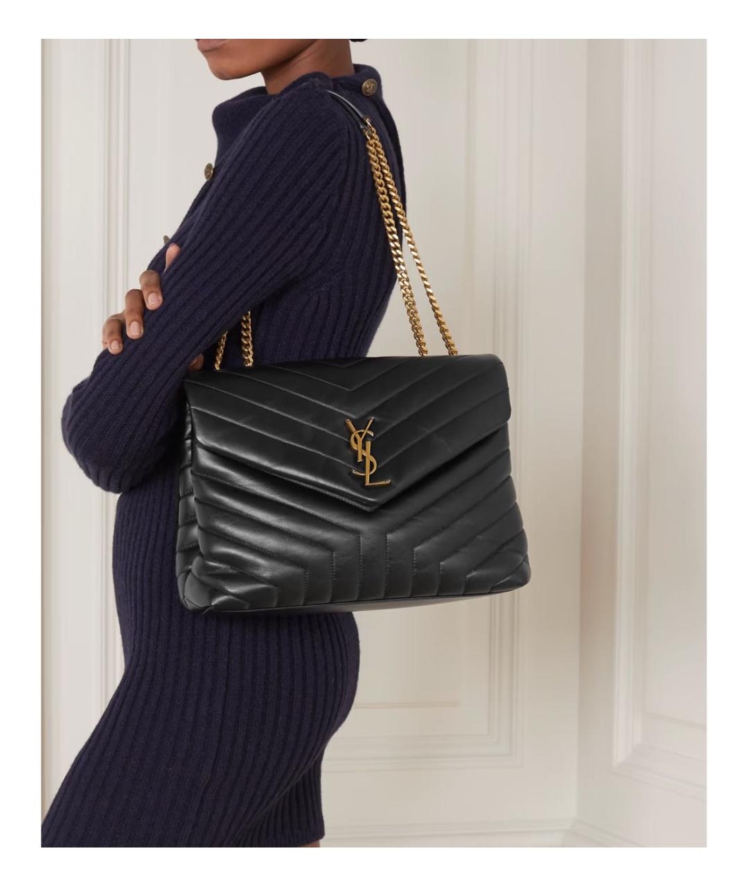 SAINT LAURENT Черная кожаная сумка через плечо, фото 5