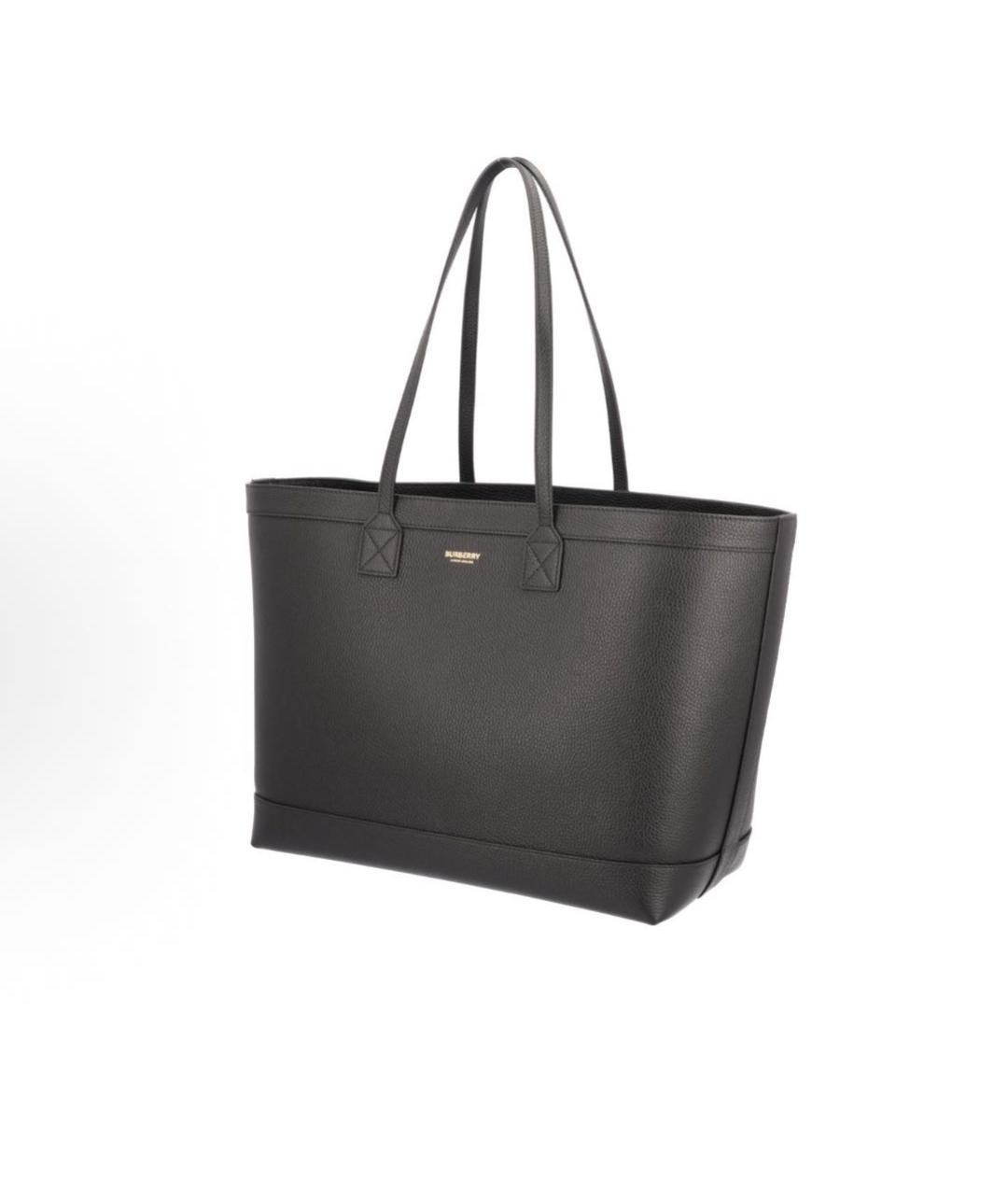 BURBERRY Черная кожаная сумка с короткими ручками, фото 2