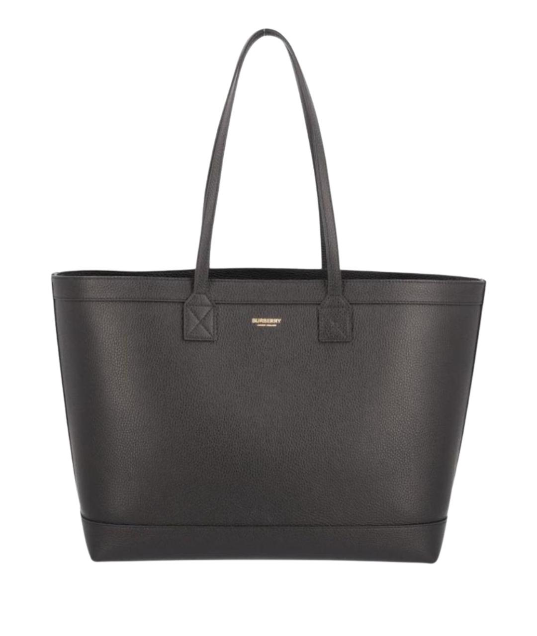 BURBERRY Черная кожаная сумка с короткими ручками, фото 1