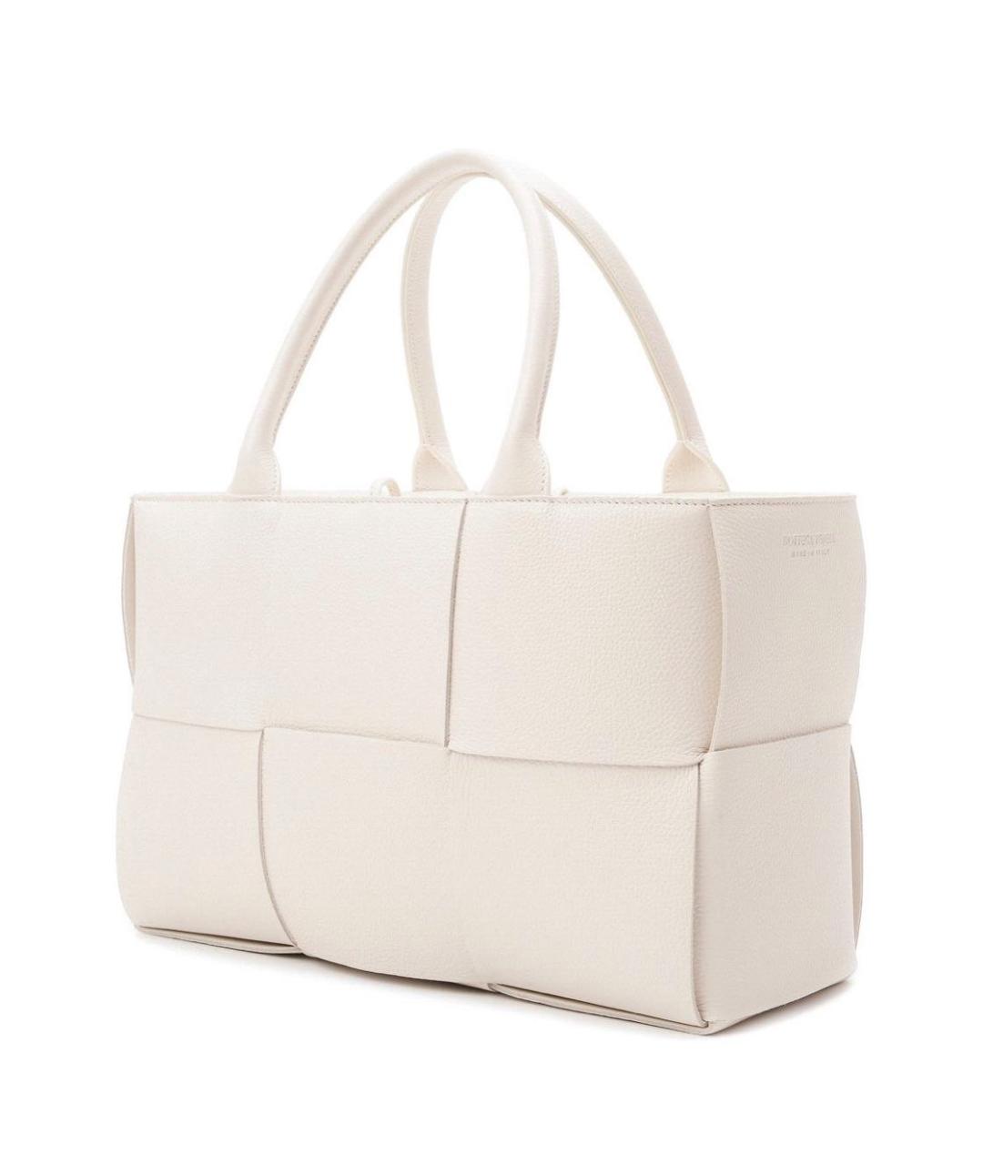 BOTTEGA VENETA Белая кожаная сумка с короткими ручками, фото 2