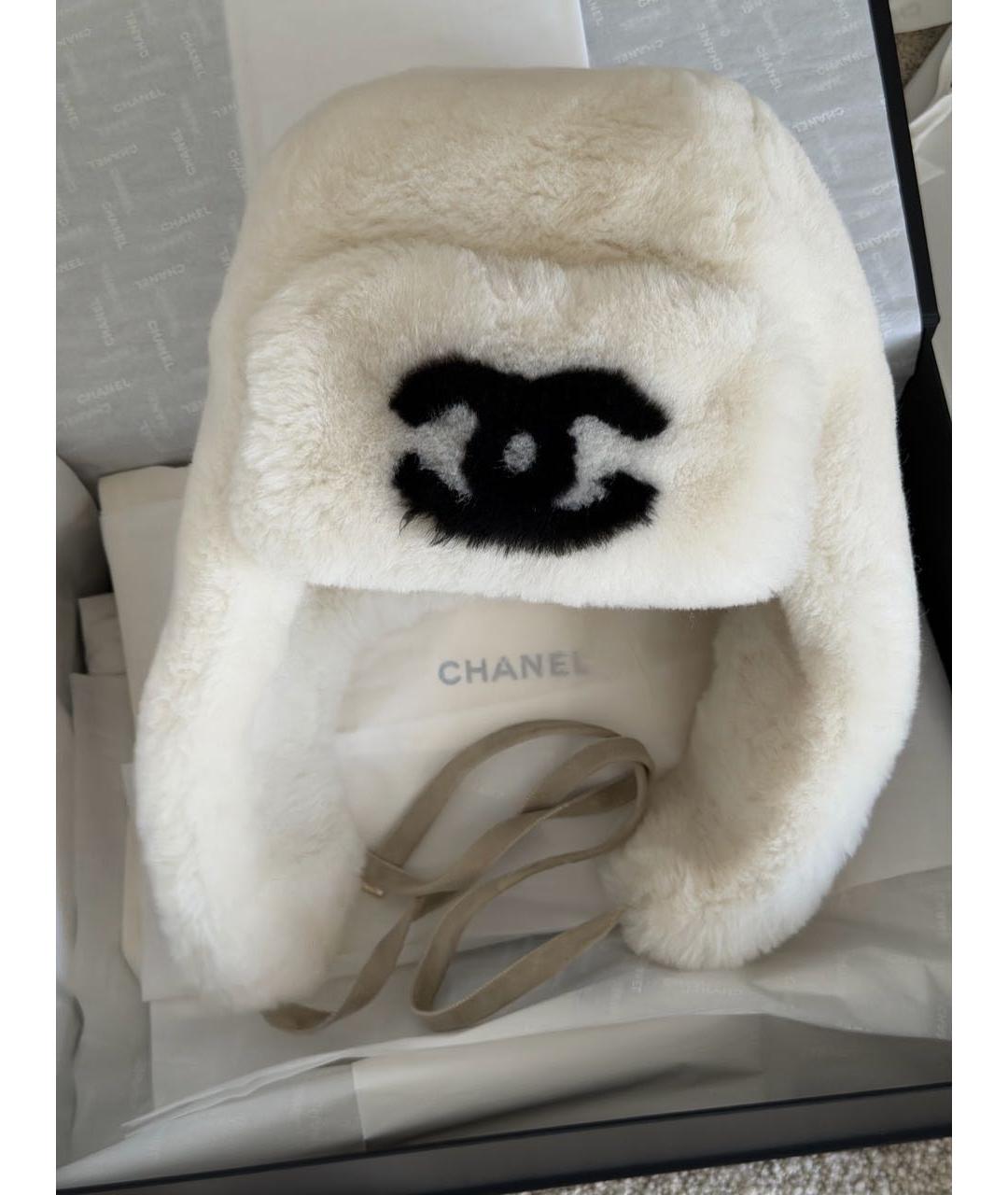 CHANEL Белая шерстяная шапка, фото 2