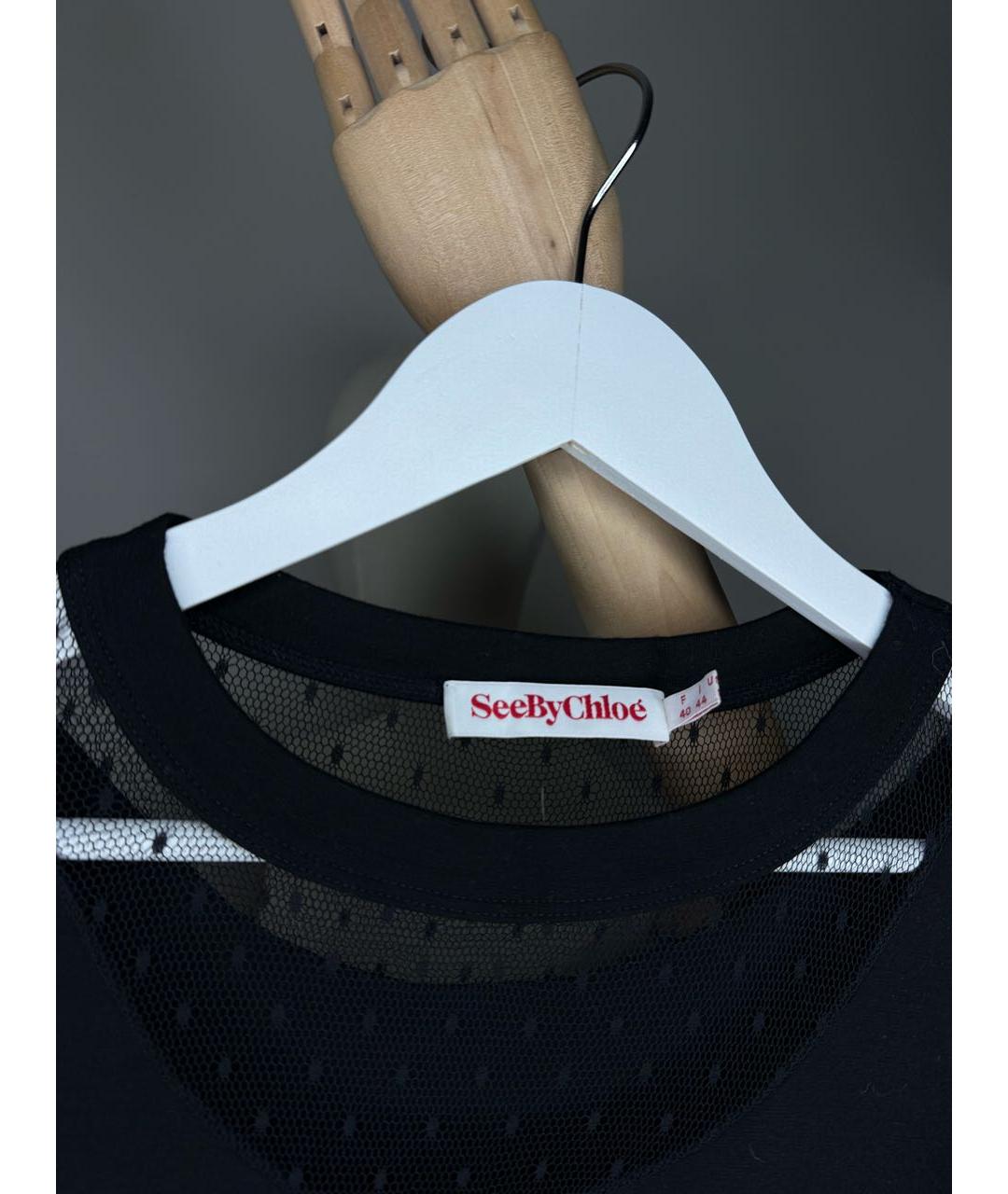 CHLOE Черное шерстяное повседневное платье, фото 7