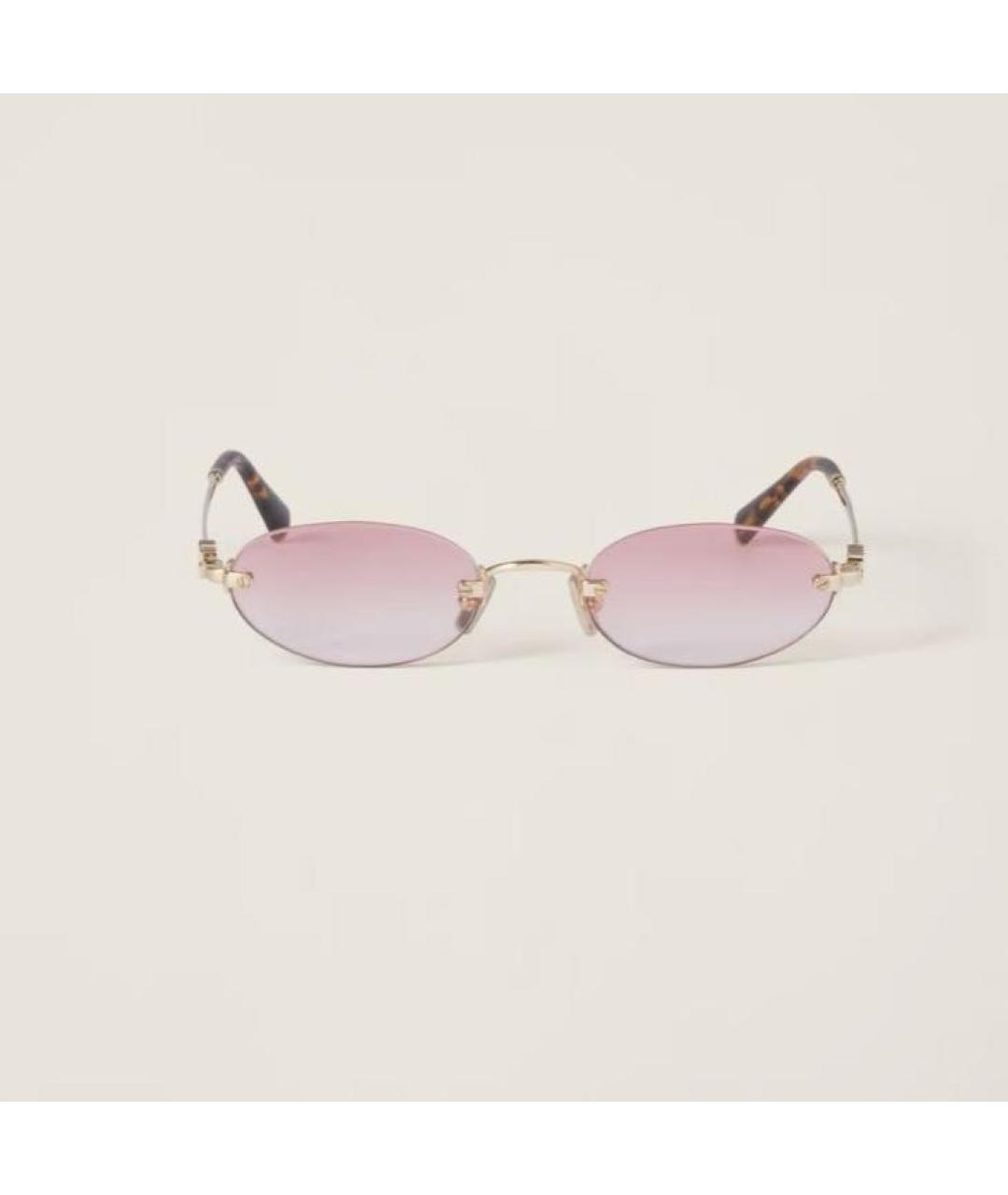 MIU MIU Розовые металлические солнцезащитные очки, фото 2