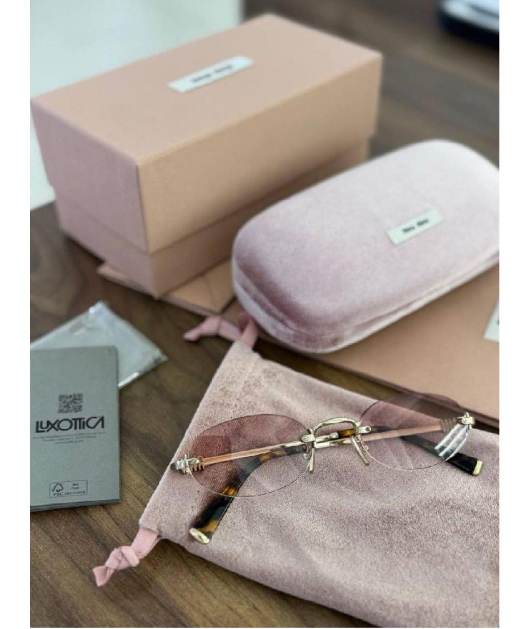 MIU MIU Розовые металлические солнцезащитные очки, фото 4