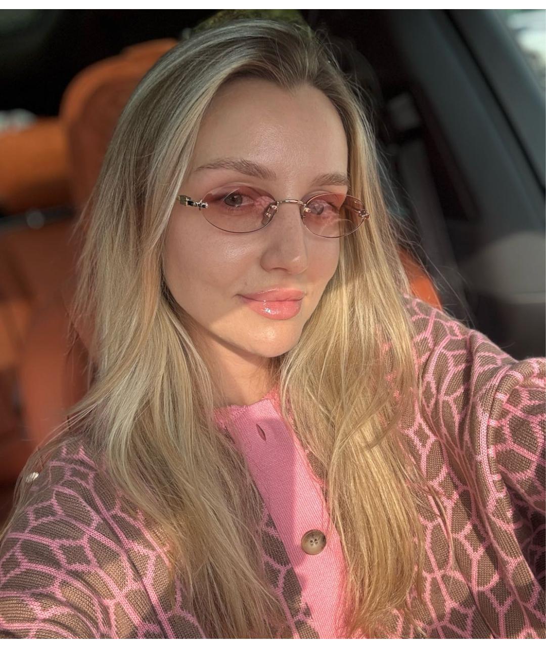 MIU MIU Розовые металлические солнцезащитные очки, фото 5