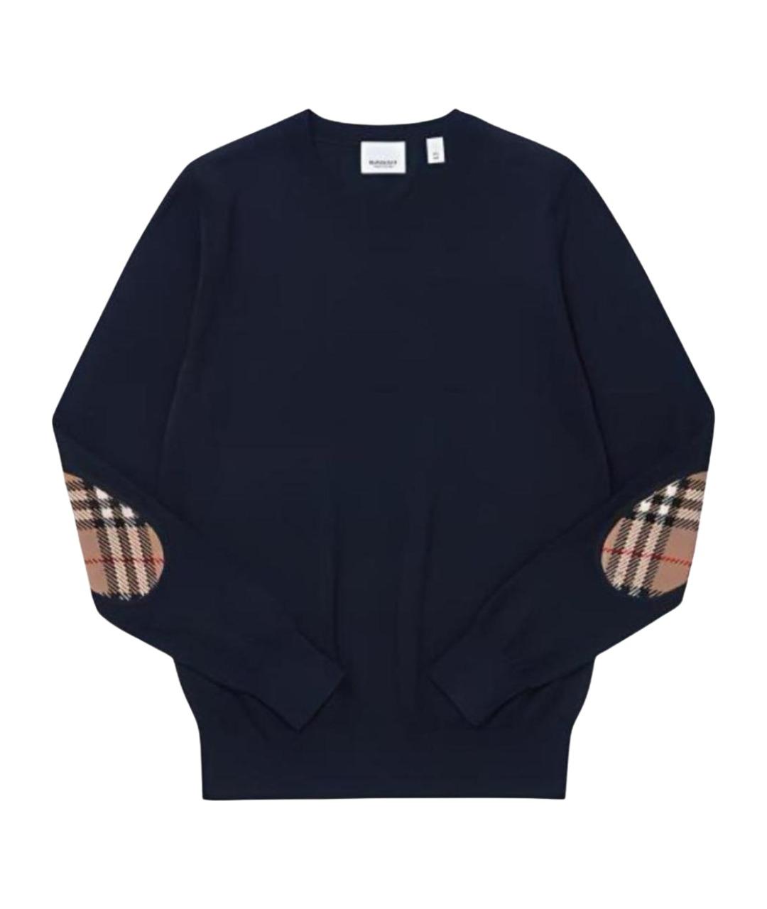 BURBERRY Темно-синий шерстяной джемпер / свитер, фото 1